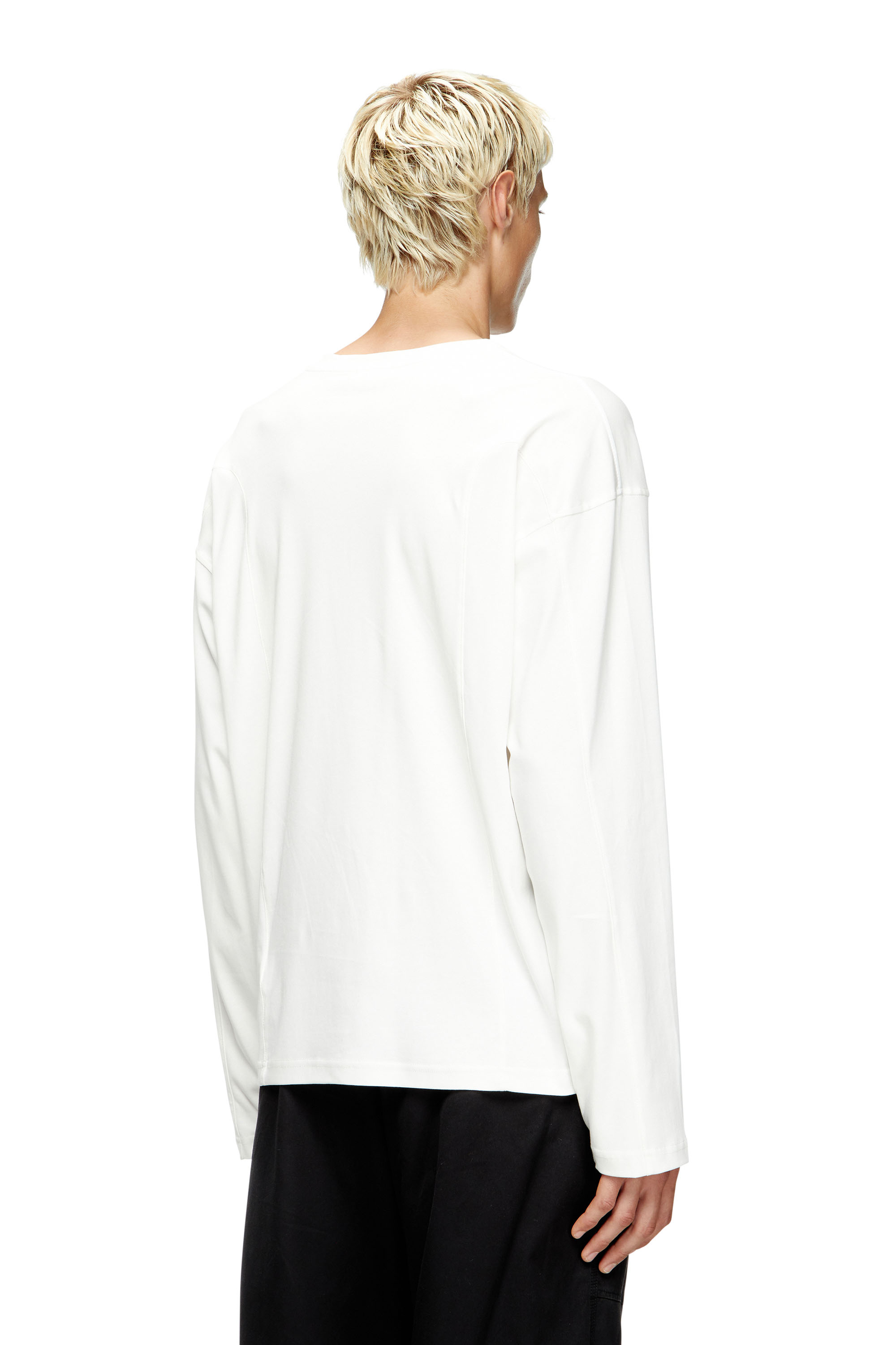 Diesel - T-BOXT-LS-INT, T-shirt à manches longues avec empiècements Homme in Blanc - 4