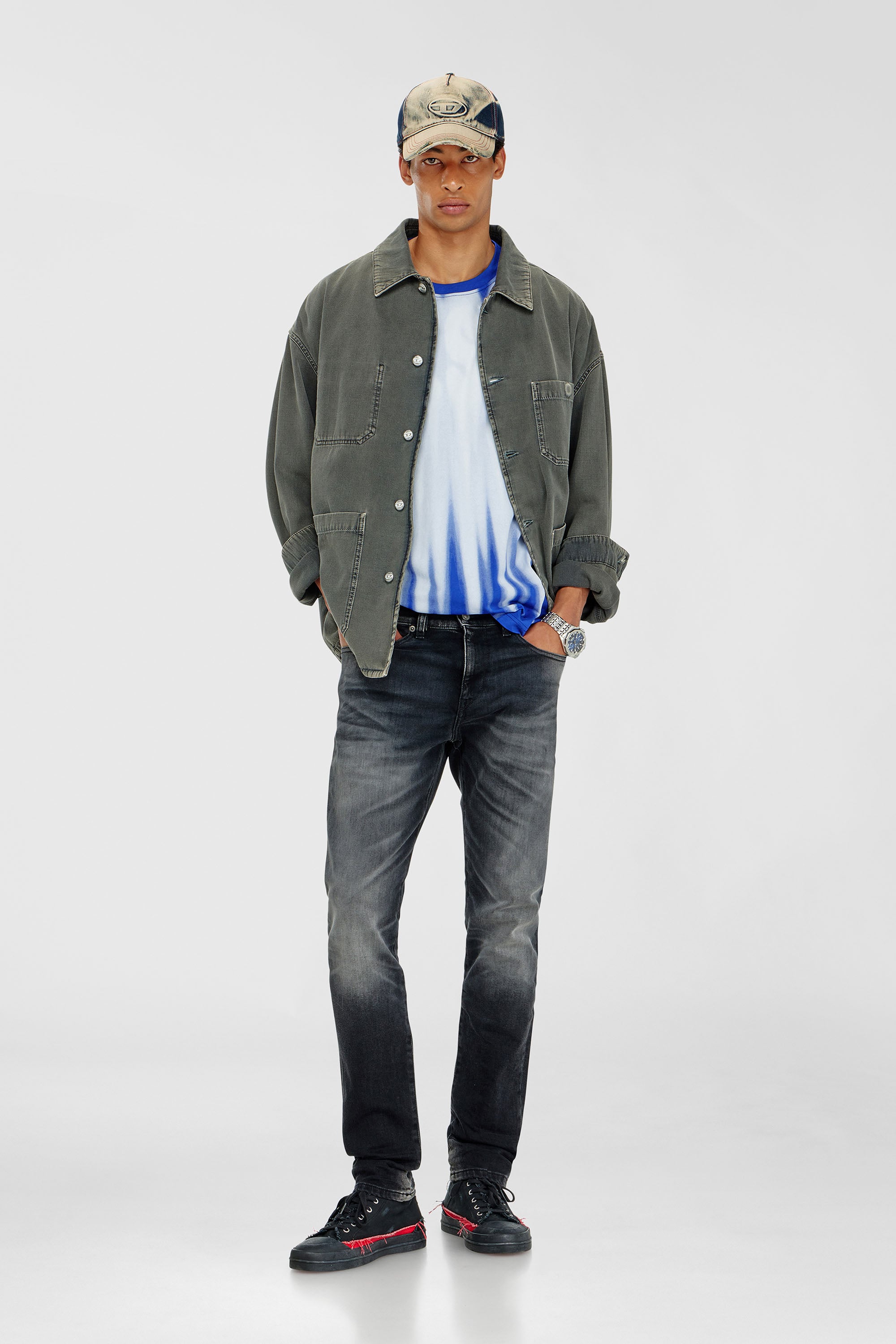 Diesel - Slim Jeans 2019 D-Strukt 09P38 Homme, Noir/Gris fonc&eacute; - Image 1