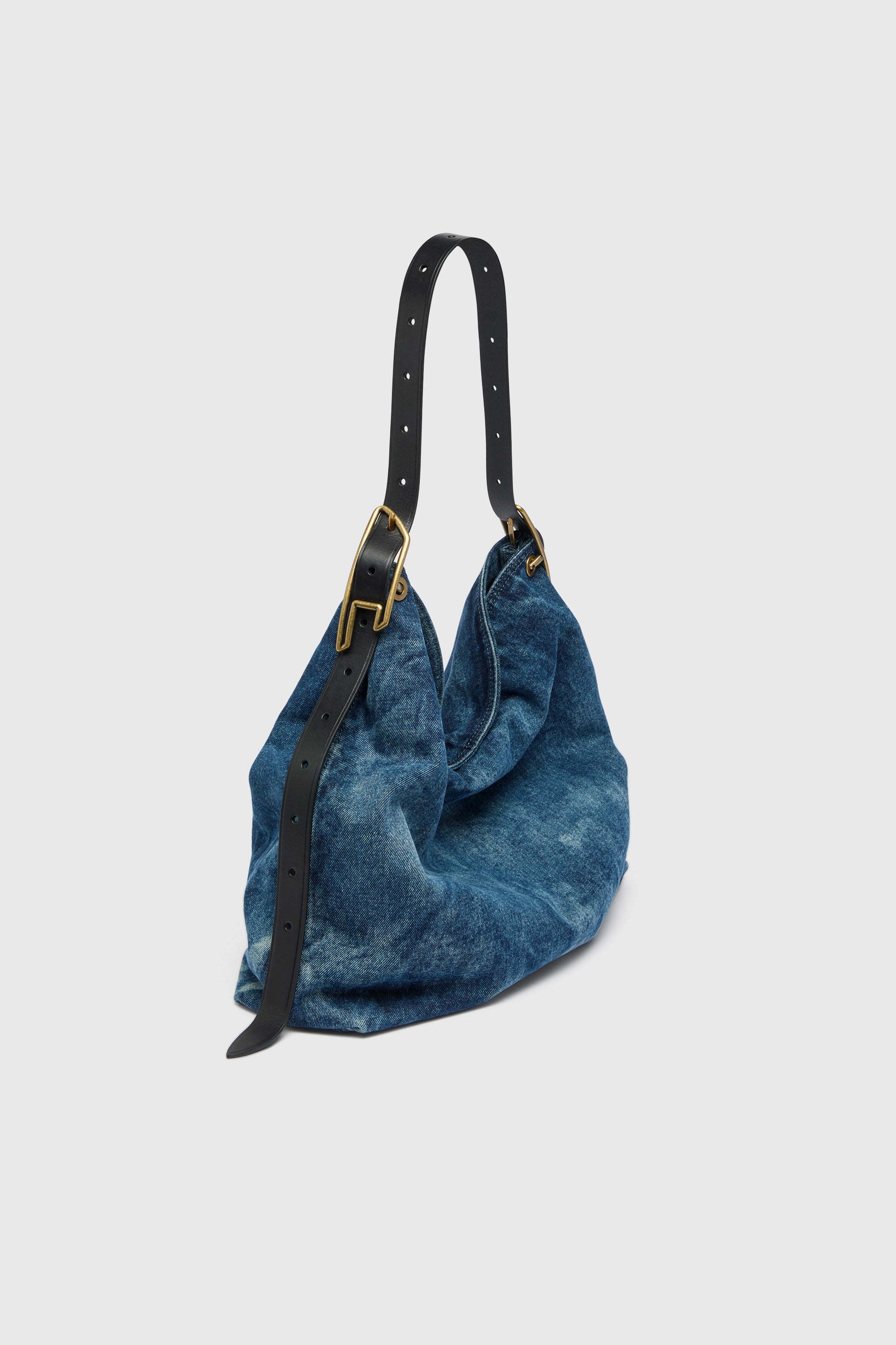 Diesel - D-LINE HOBO L, D-Line-Sac hobo en denim Femme in Bleu - 1