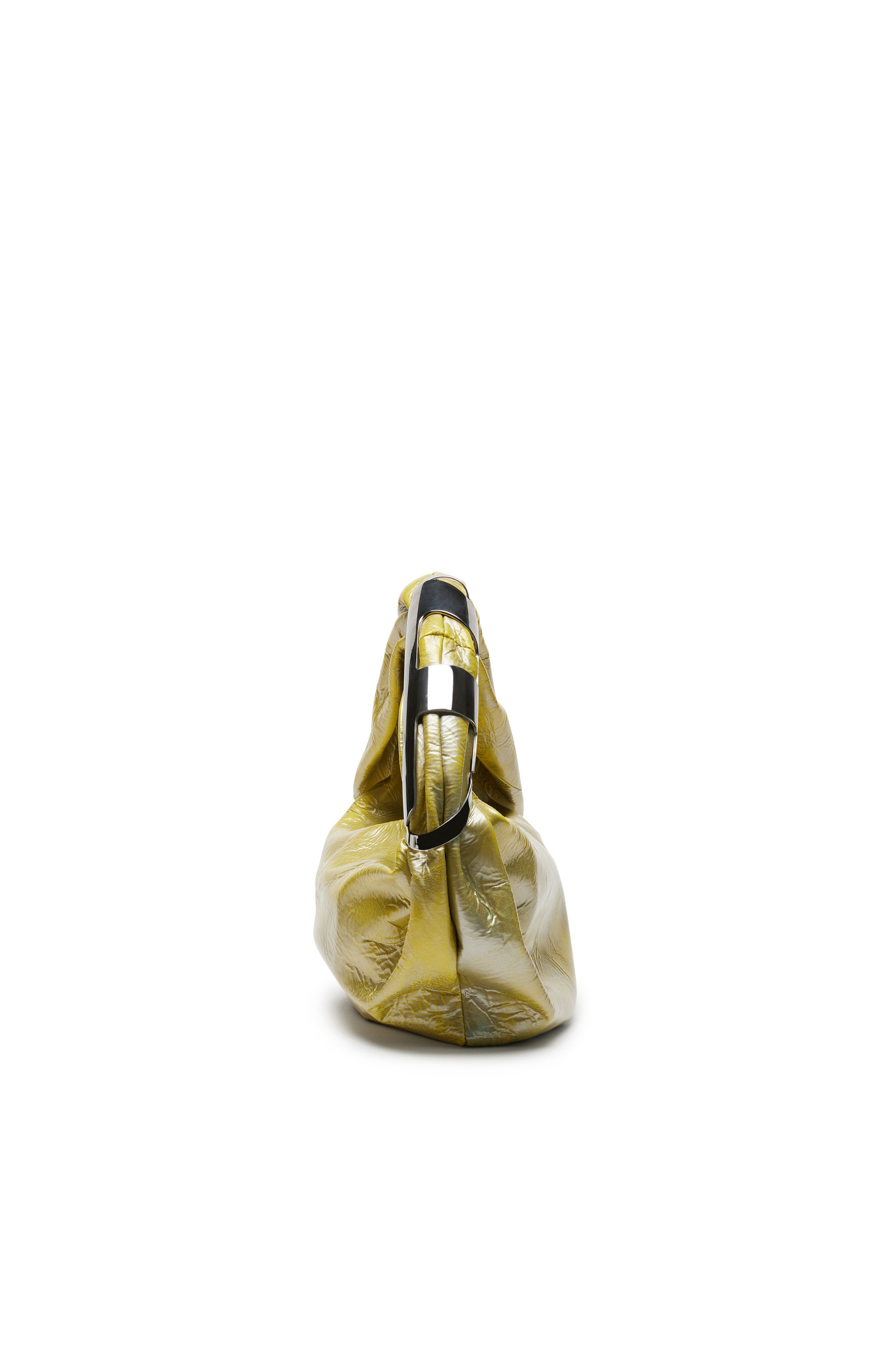 Diesel - GRAB-D HOBO S, Woman Grab-D S-Hobo bag in metallic leather in Yellow - Image 3