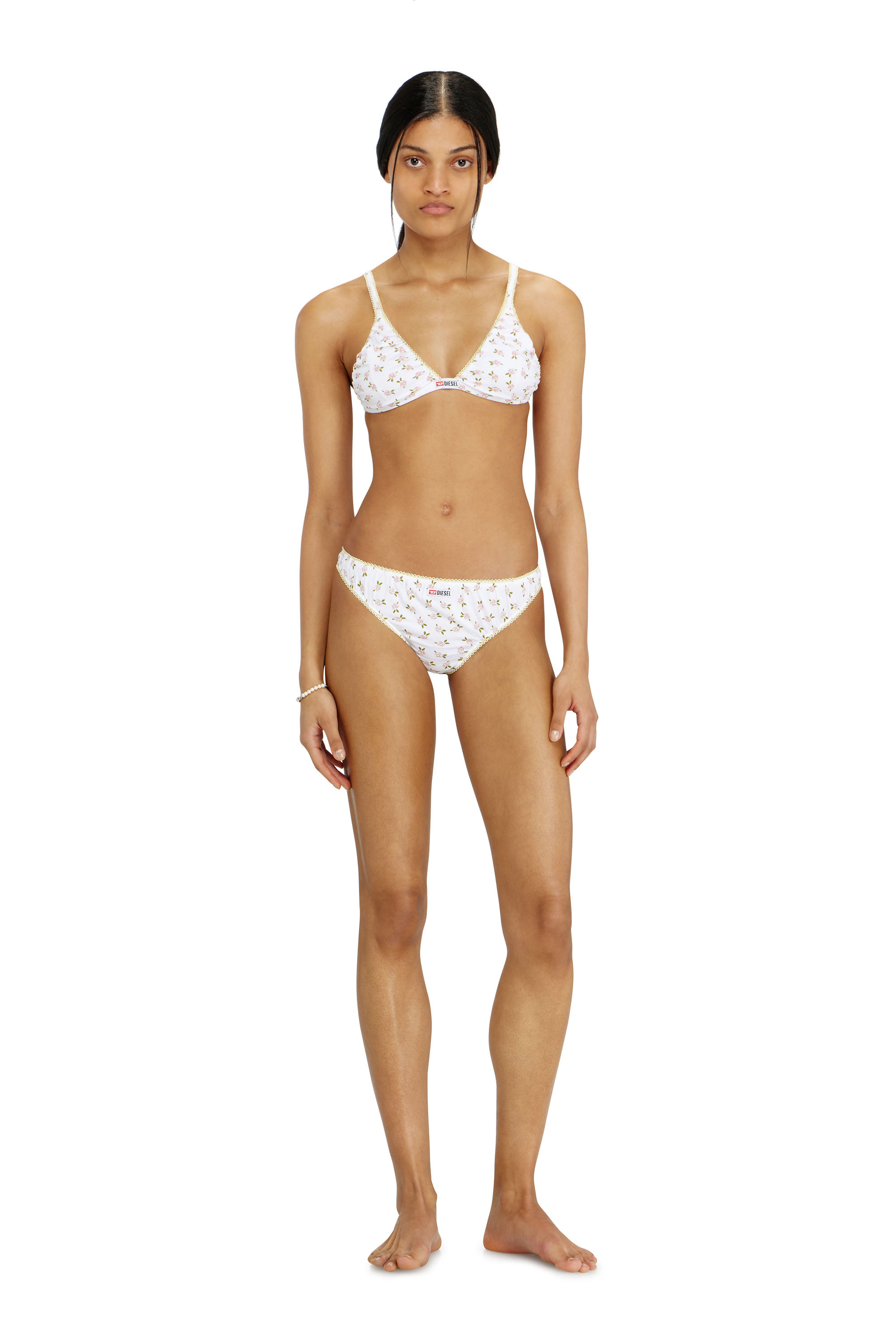 Diesel - ALEXIS-D-CORE, String en coton &agrave; imprim&eacute; floral all-over Femme in Blanc - 1