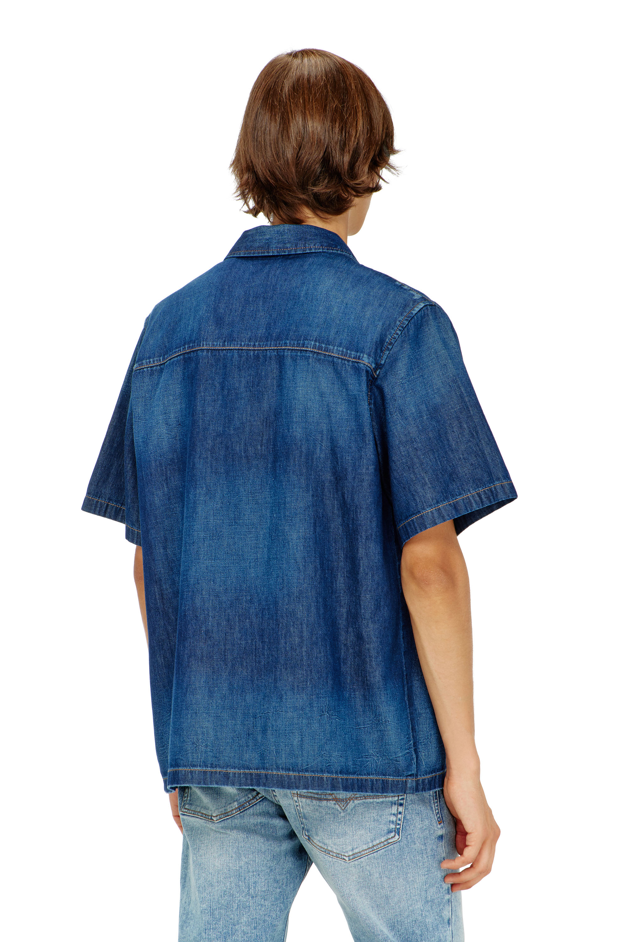 Diesel - D-NABIL-D, Chemise &agrave; manches courtes en denim Homme in Bleu - 4