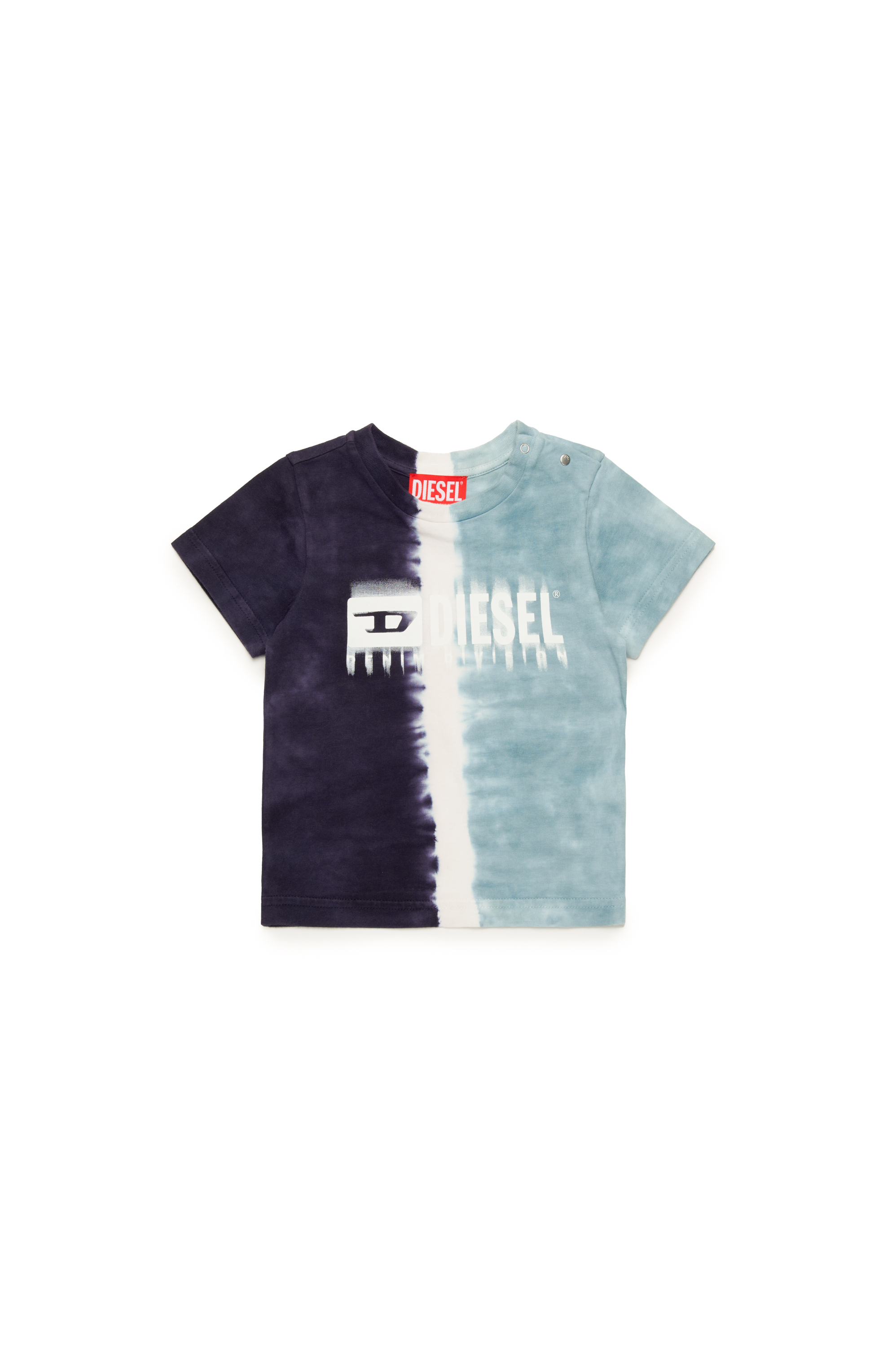 Diesel - TKITEB, T-shirt teint en plong&eacute;e avec logo d&eacute;grad&eacute; Homme in Bleu - 1