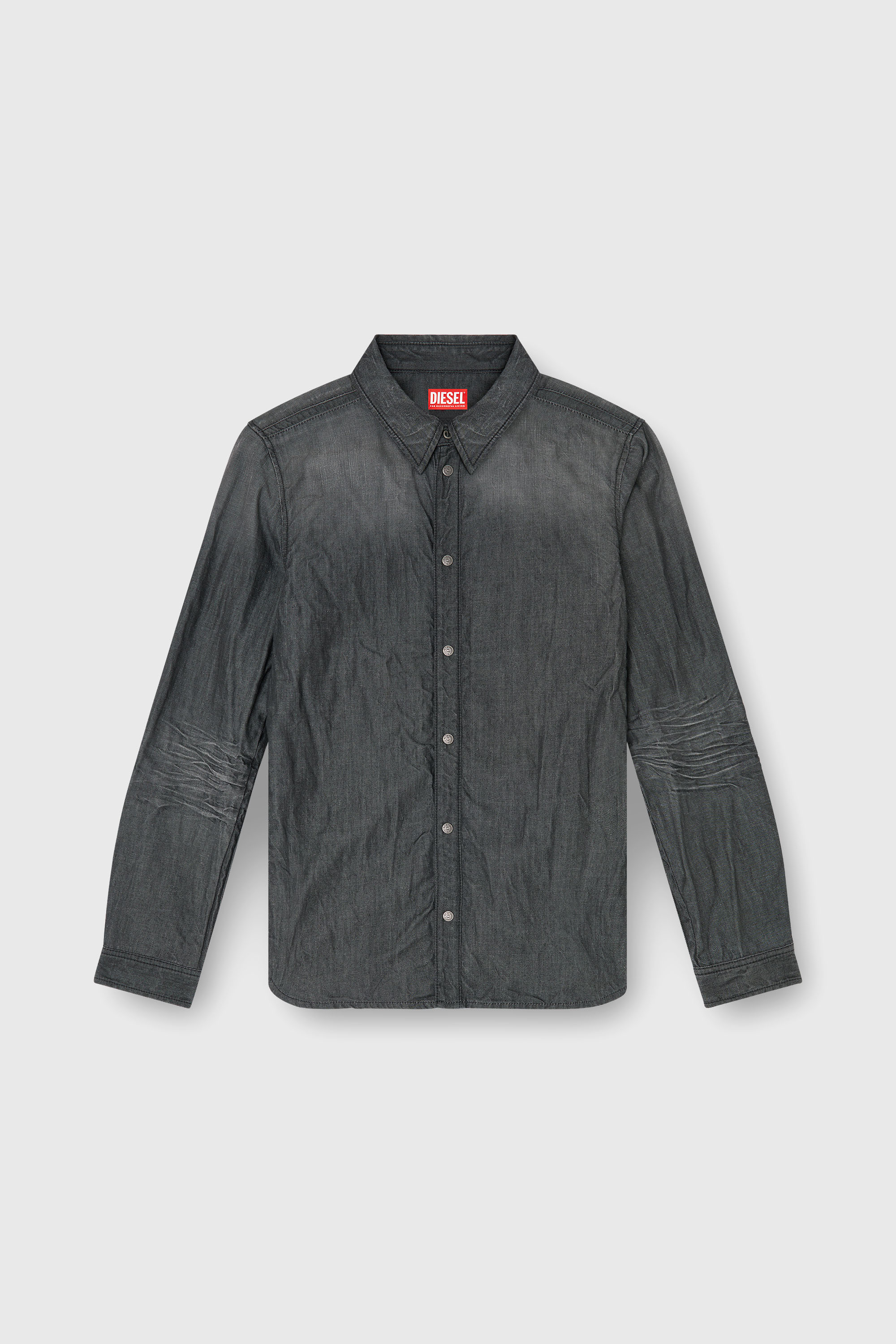 Diesel - D-SYNAR-FSJ2, Chemise en denim froiss&eacute; Homme in Gris - 1