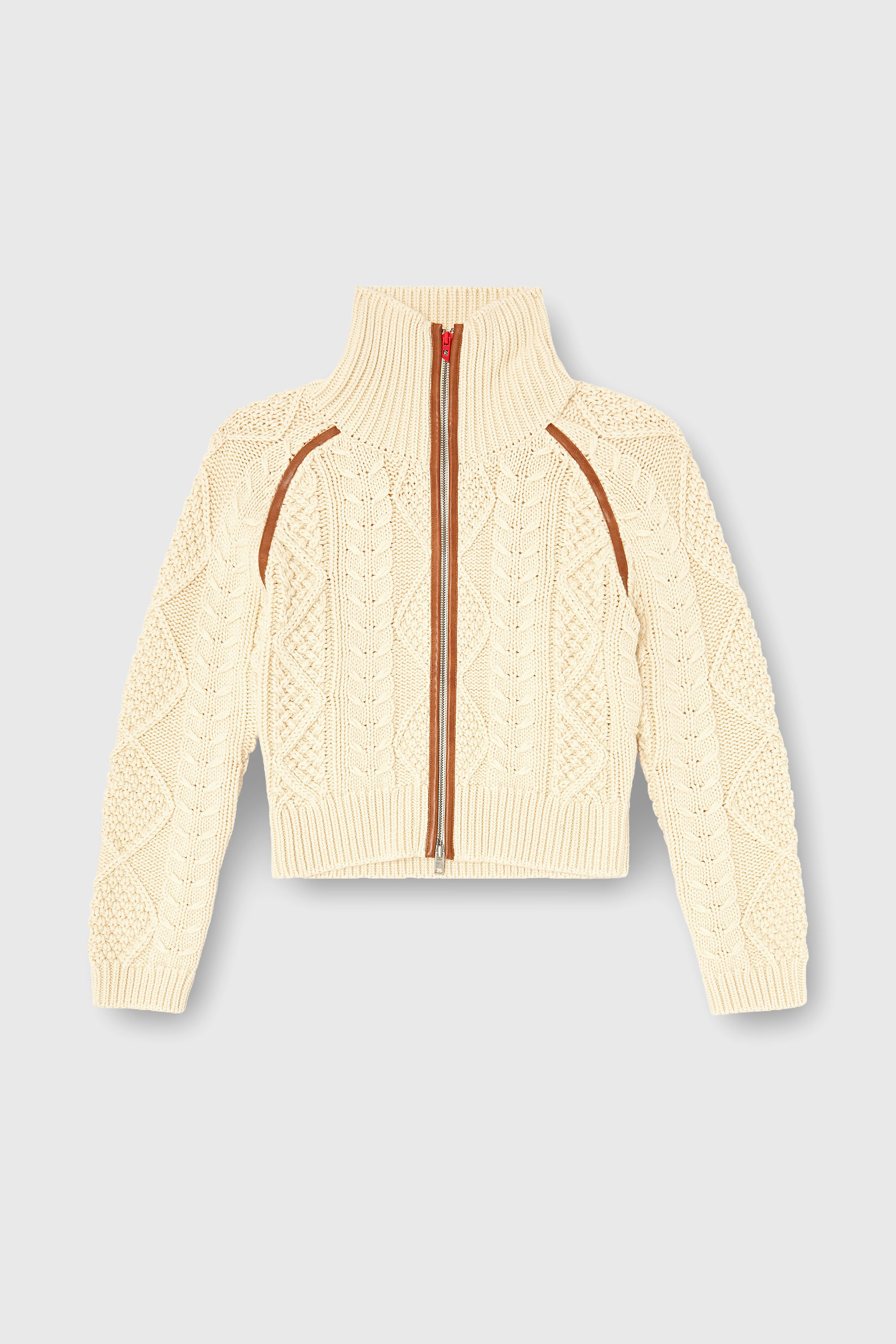 Diesel - M-INTELLE, Cardigan en maille torsad&eacute;e avec bandes contrastantes Femme in Beige - 2