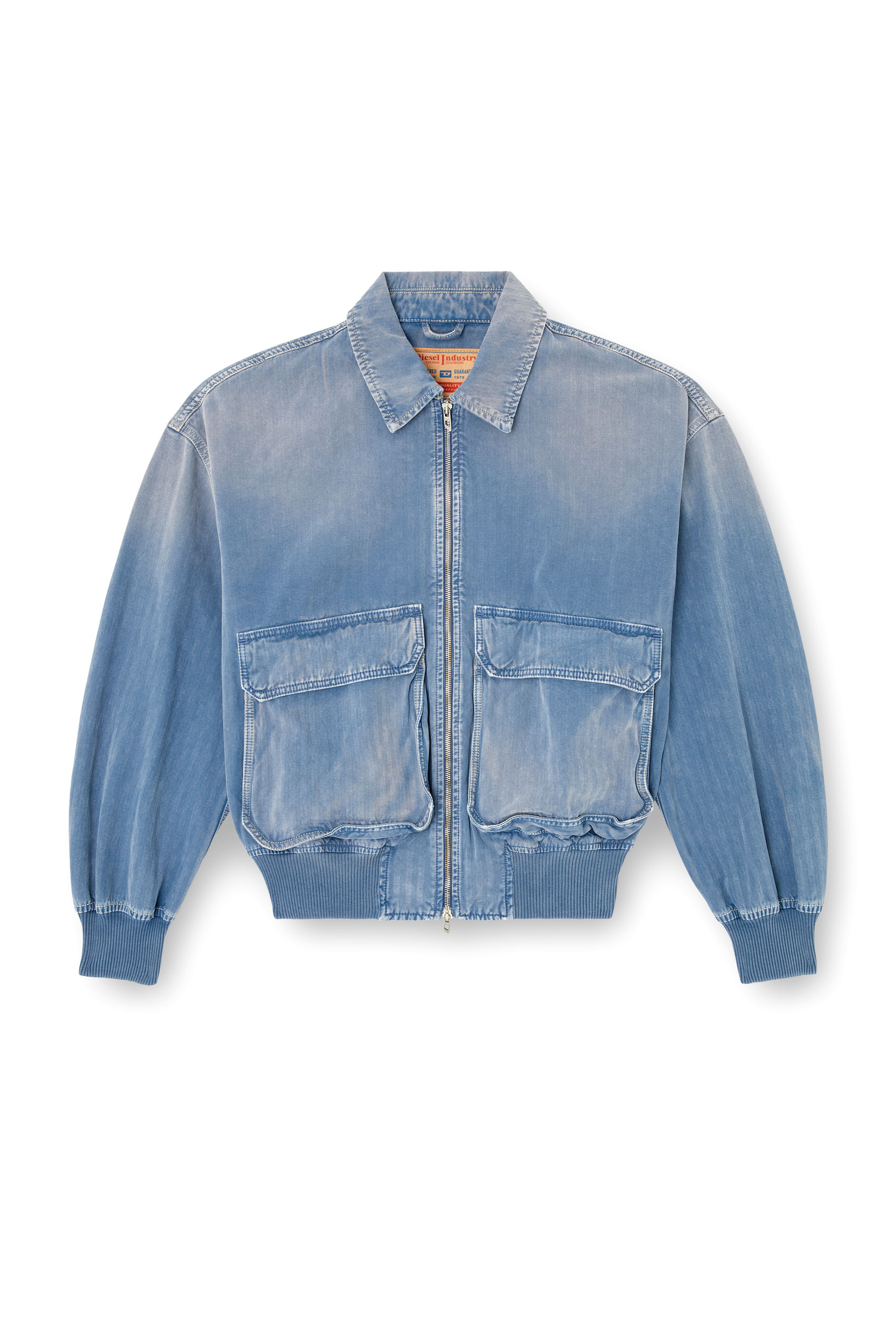 Diesel - D-KURZ, Veste en denim à chevrons coloré Mixte in Bleu - 3
