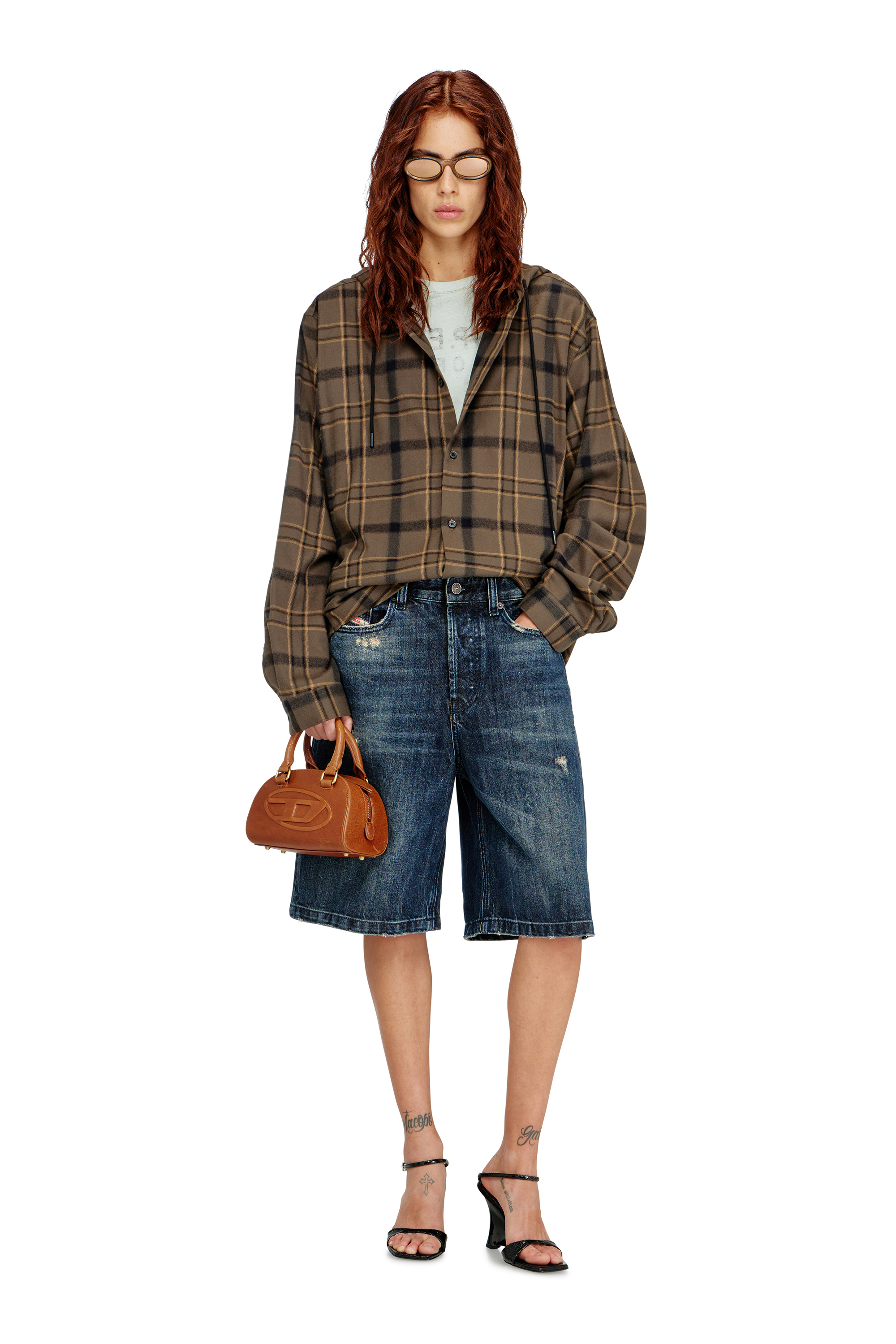 Diesel - 1DR DOME CROSSBODY, 1DR Dome-Sac bowling mini en cuir pull-up Femme in Marron - 2