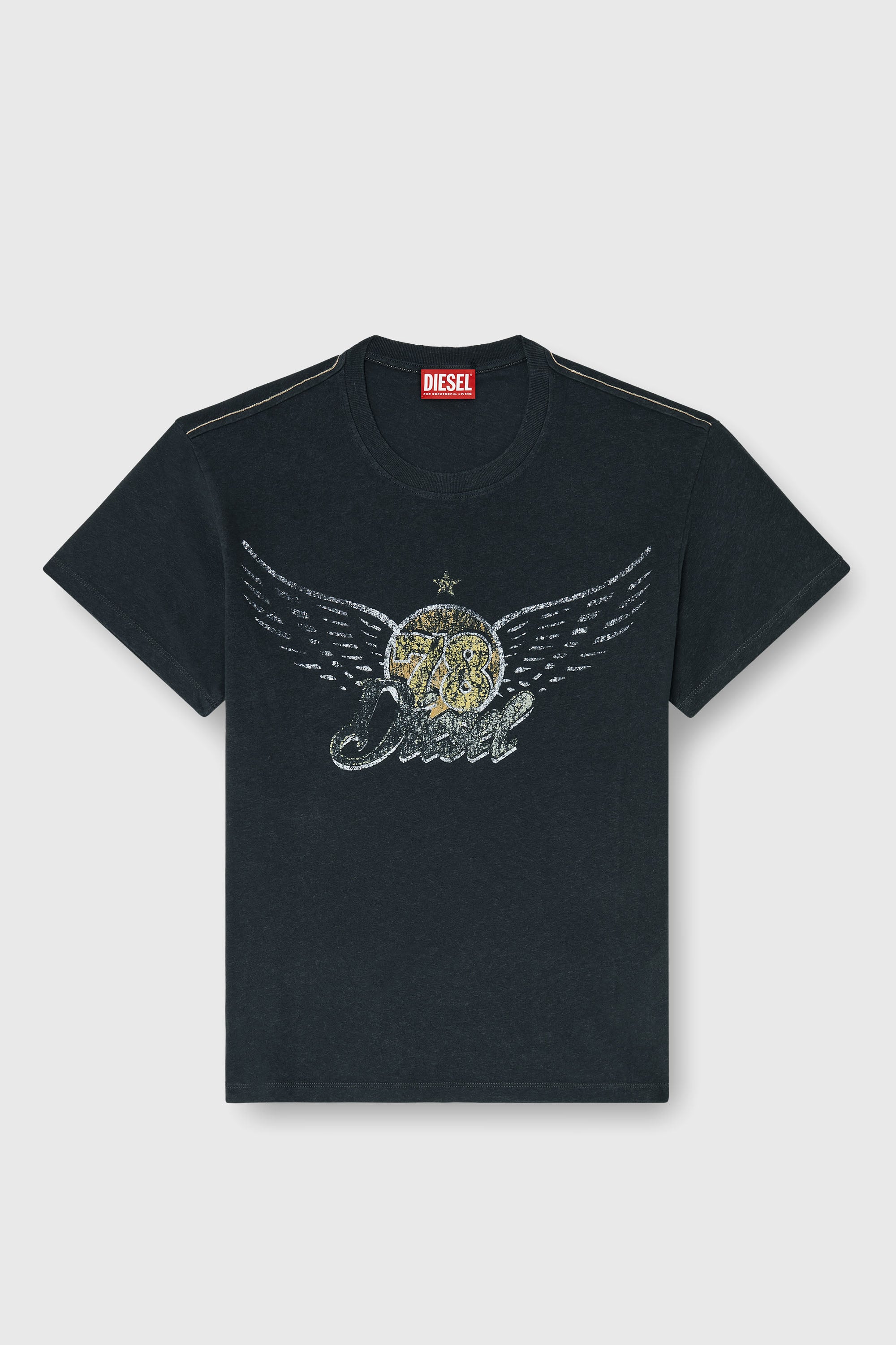 Diesel - T-GERIO-A, T-shirt en coton-chanvre avec motif concert Homme in Noir - 2