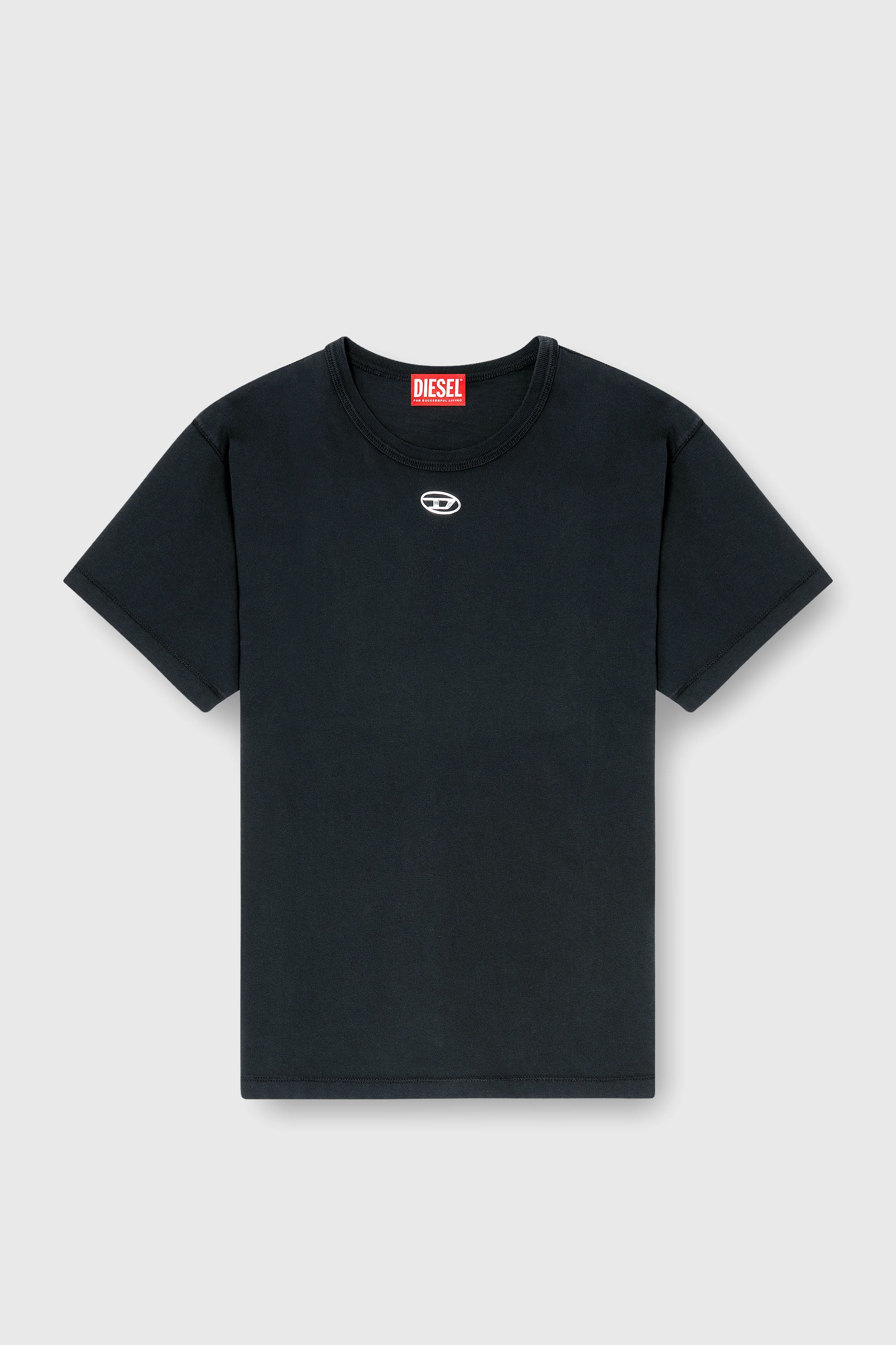 Diesel - T-NORMY-OD-S1, T-shirt en coton avec Oval D m&eacute;tallique Femme in Noir - 2
