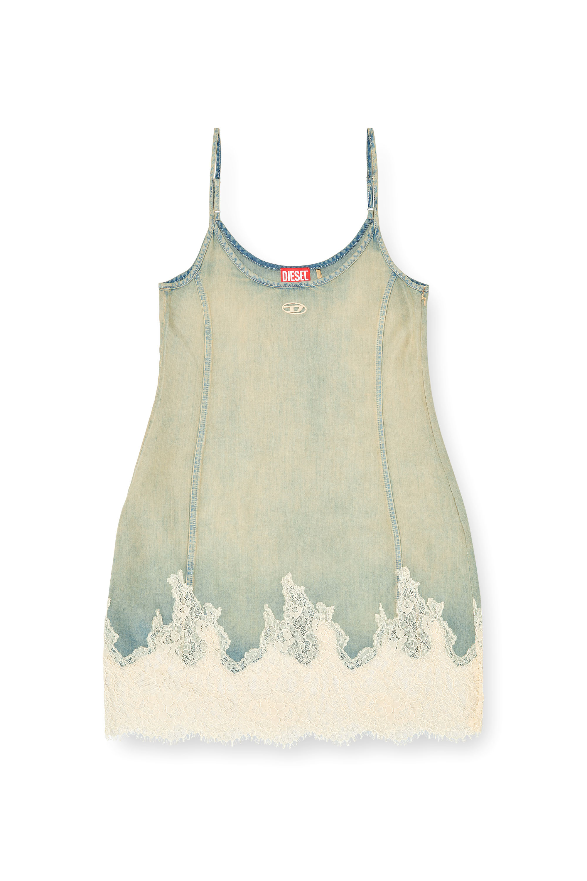 Diesel - DE-ODRY-S, Robe courte en jean dentelle Femme in Polychrome - 2
