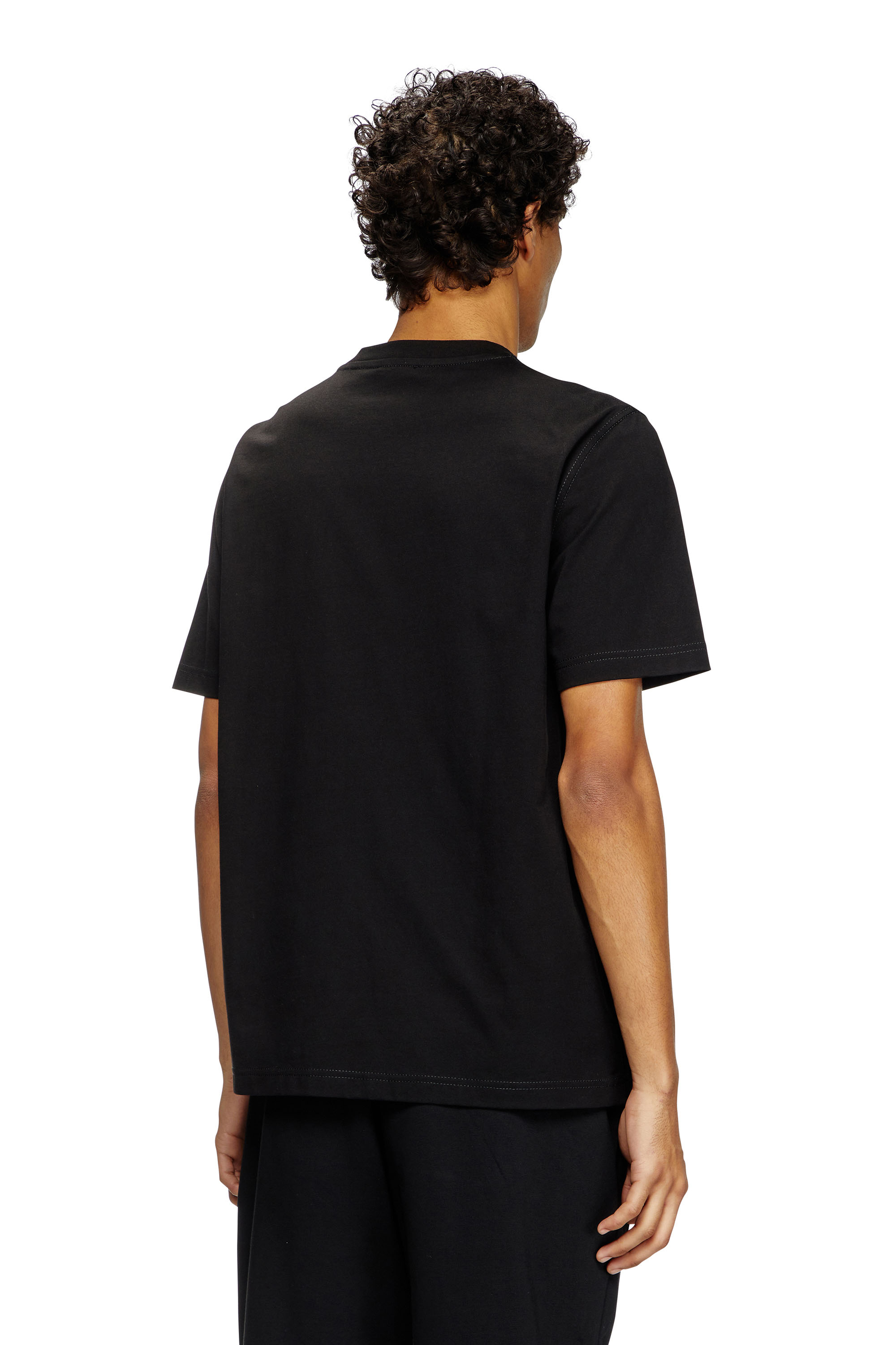 Diesel - T-ADJUST-R7, T-shirt avec logo floqué effet vieilli Homme in Noir - 4