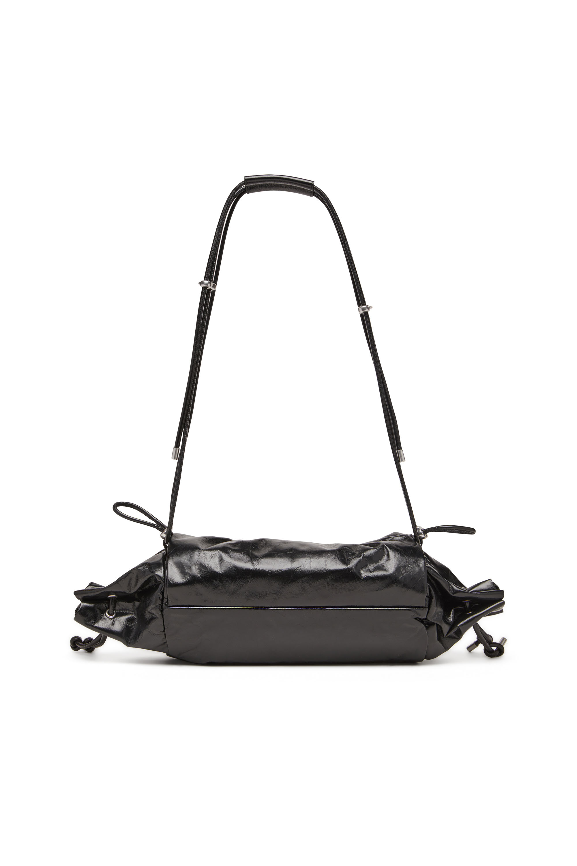 Diesel - SCRUNCH-D SHOULDER M, Sac à bandoulière en cuir froissé et brillant Femme in Noir - 2