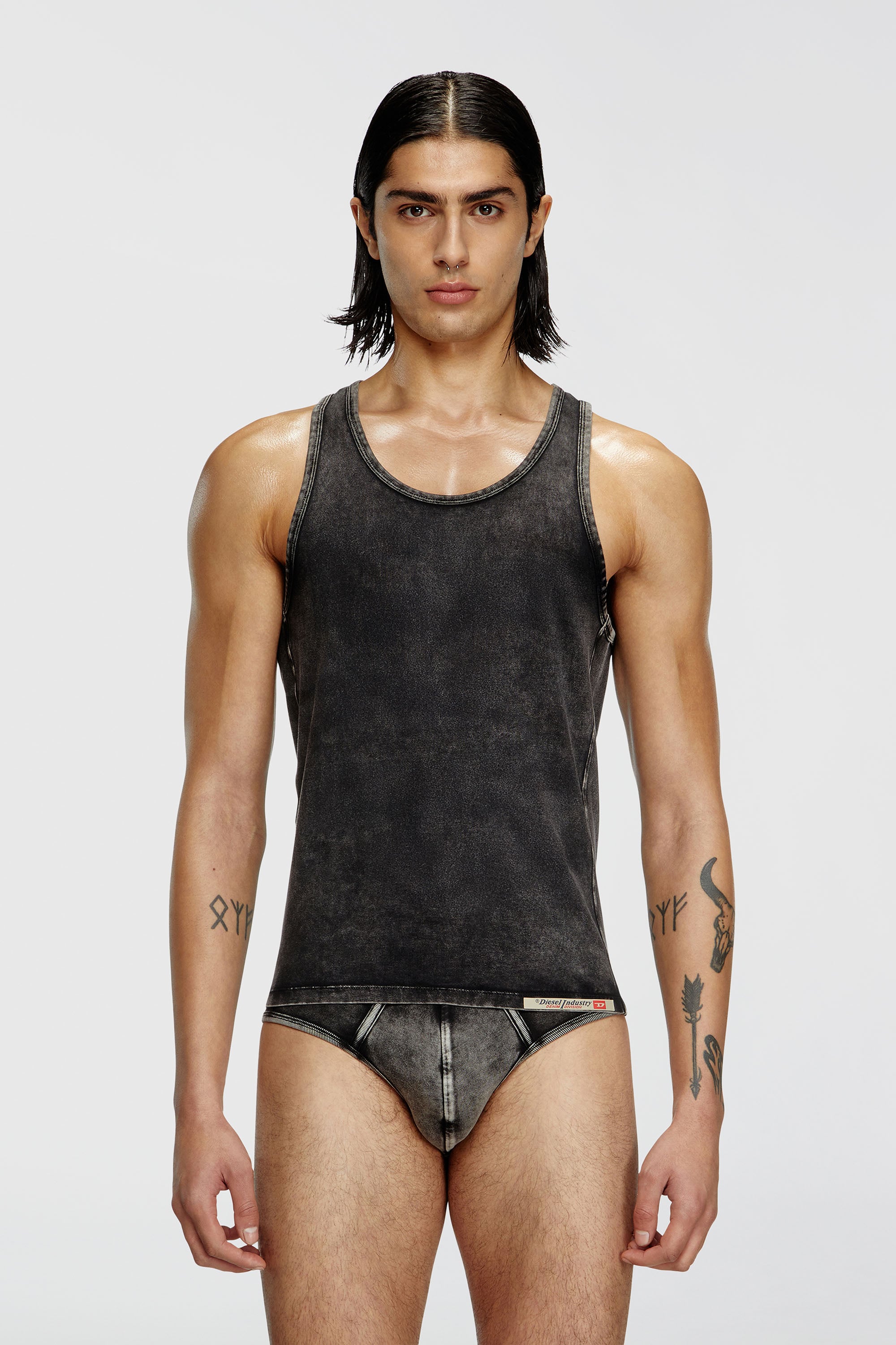 Diesel - WALTY-DNM, D&eacute;bardeur effet denim Homme in Noir - 1