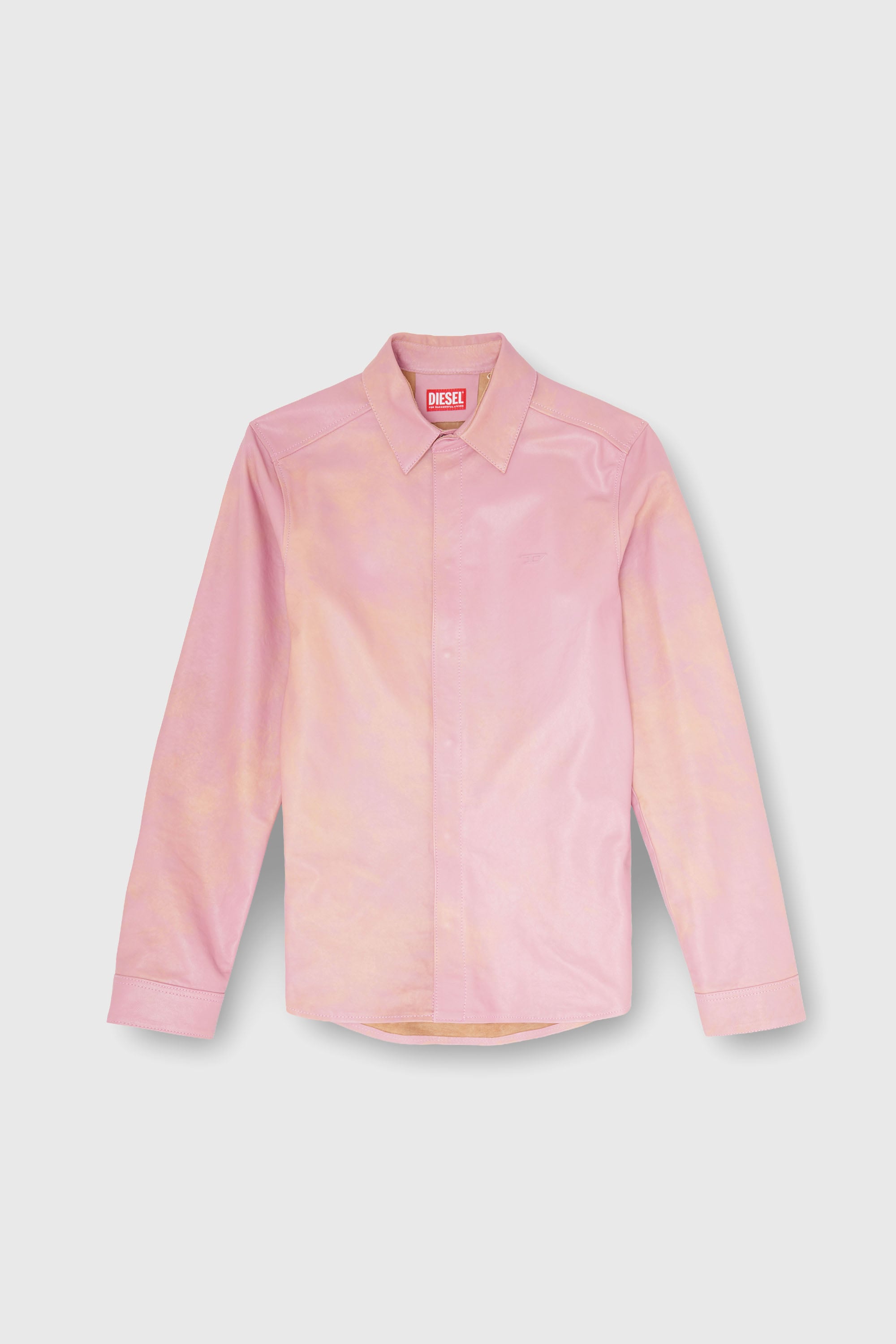 Diesel - S-CIRT, Chemise en cuir trait&eacute; Homme in Rose - 2