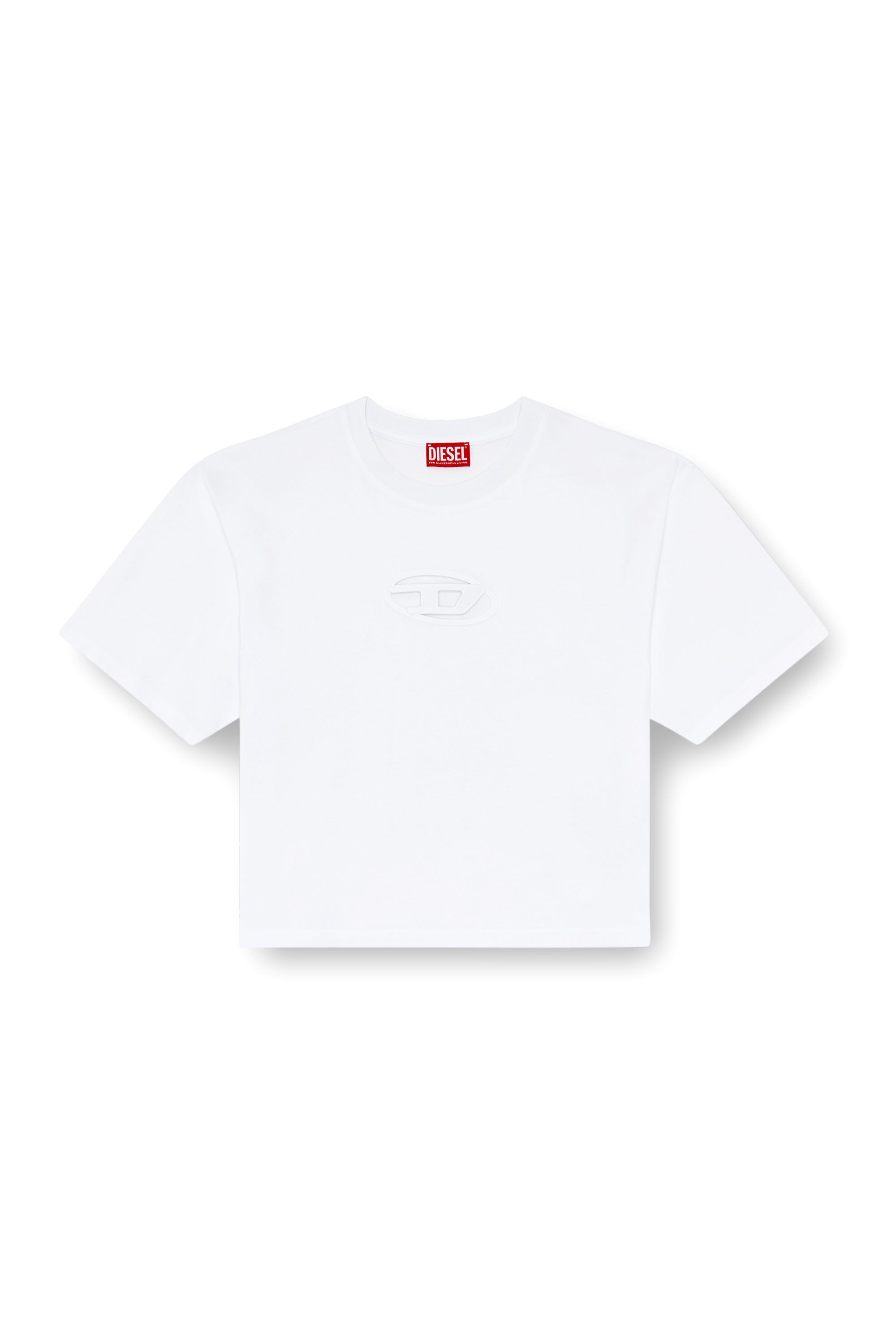 Diesel - T-BUXT-CROP-OD, Woman's Boxy T-shirt with cut-out Oval D logo in White - 3