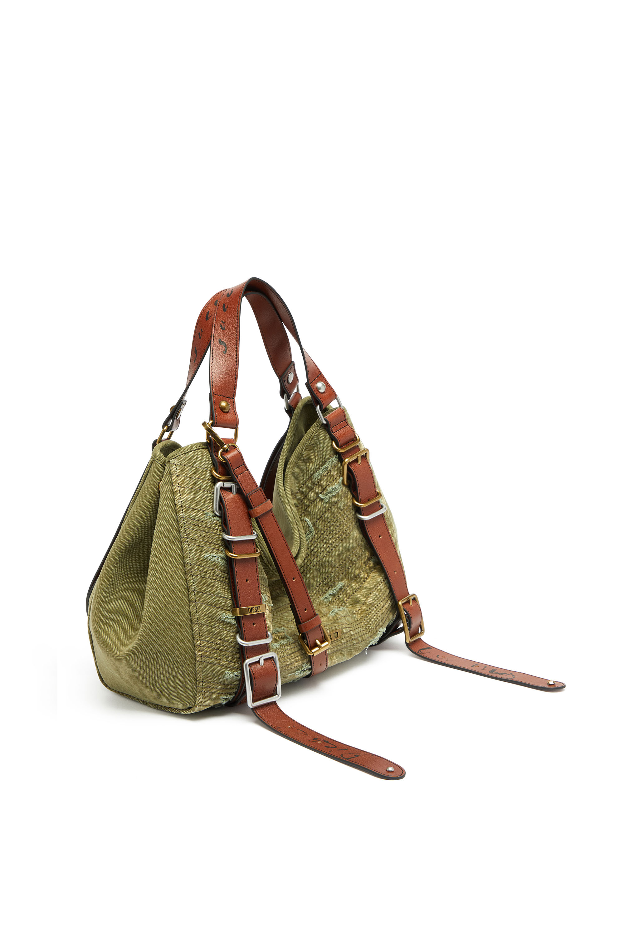 Diesel - D-ONE TOPHANDLE M, D-One-Sac medium &agrave; poign&eacute;e sup&eacute;rieure en toile vieillie Mixte in Vert - 5