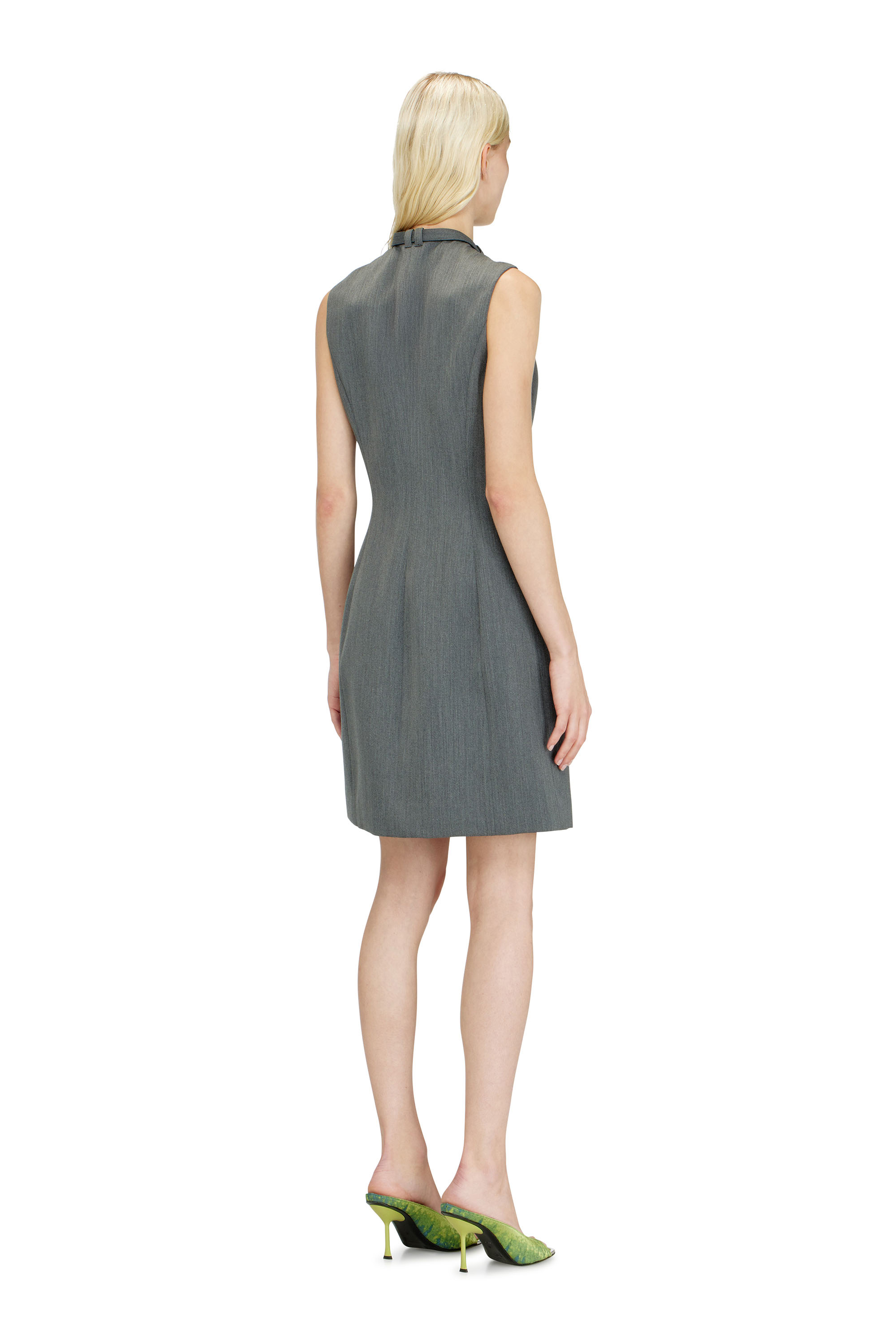 Diesel - D-RUVAN, Robe midi ajust&eacute;e avec col biker Femme in Gris - 4
