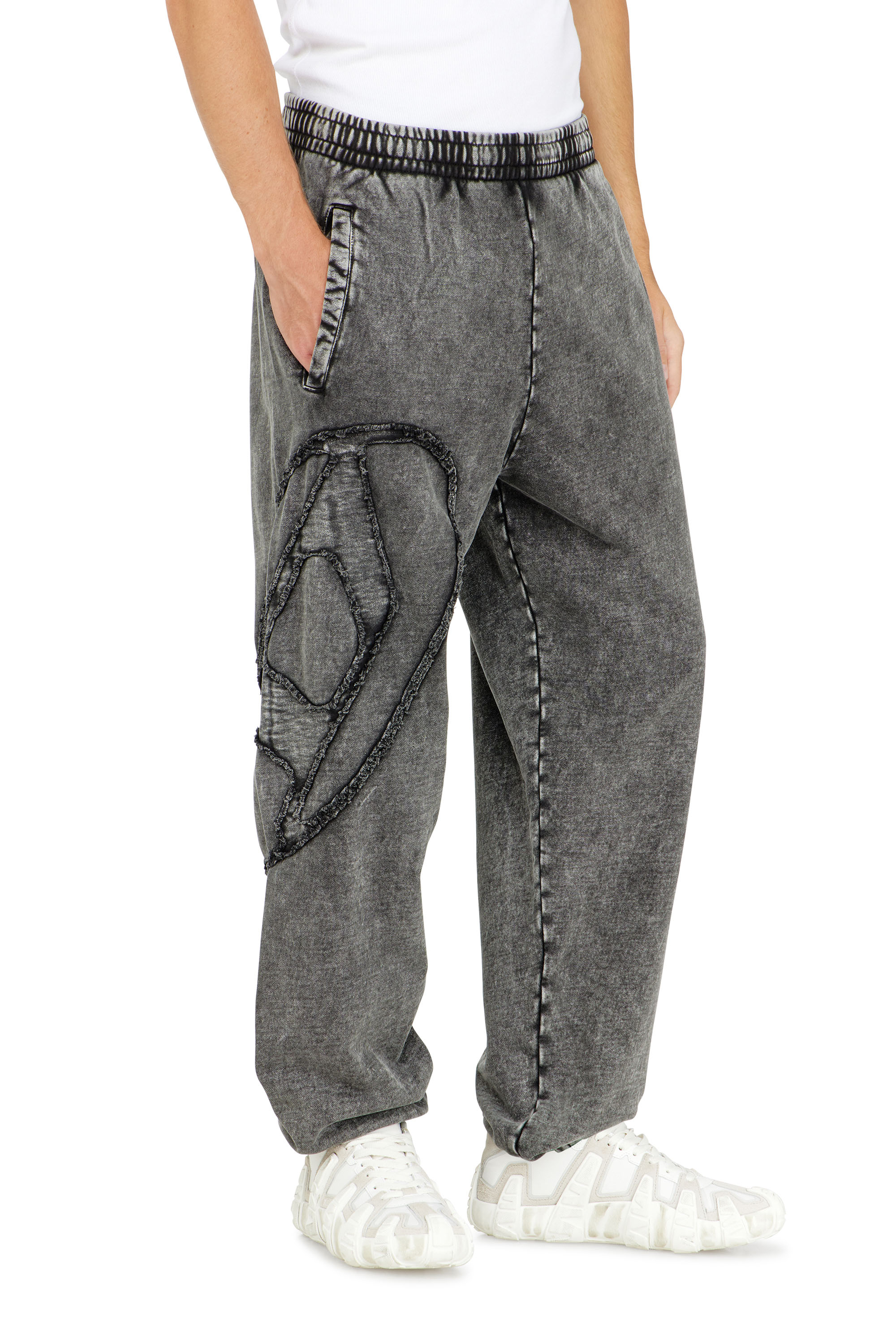 Diesel - P-MARKY-DEN, Man's Organic cotton sweatpants with Oval D patch in Dark grey - 2