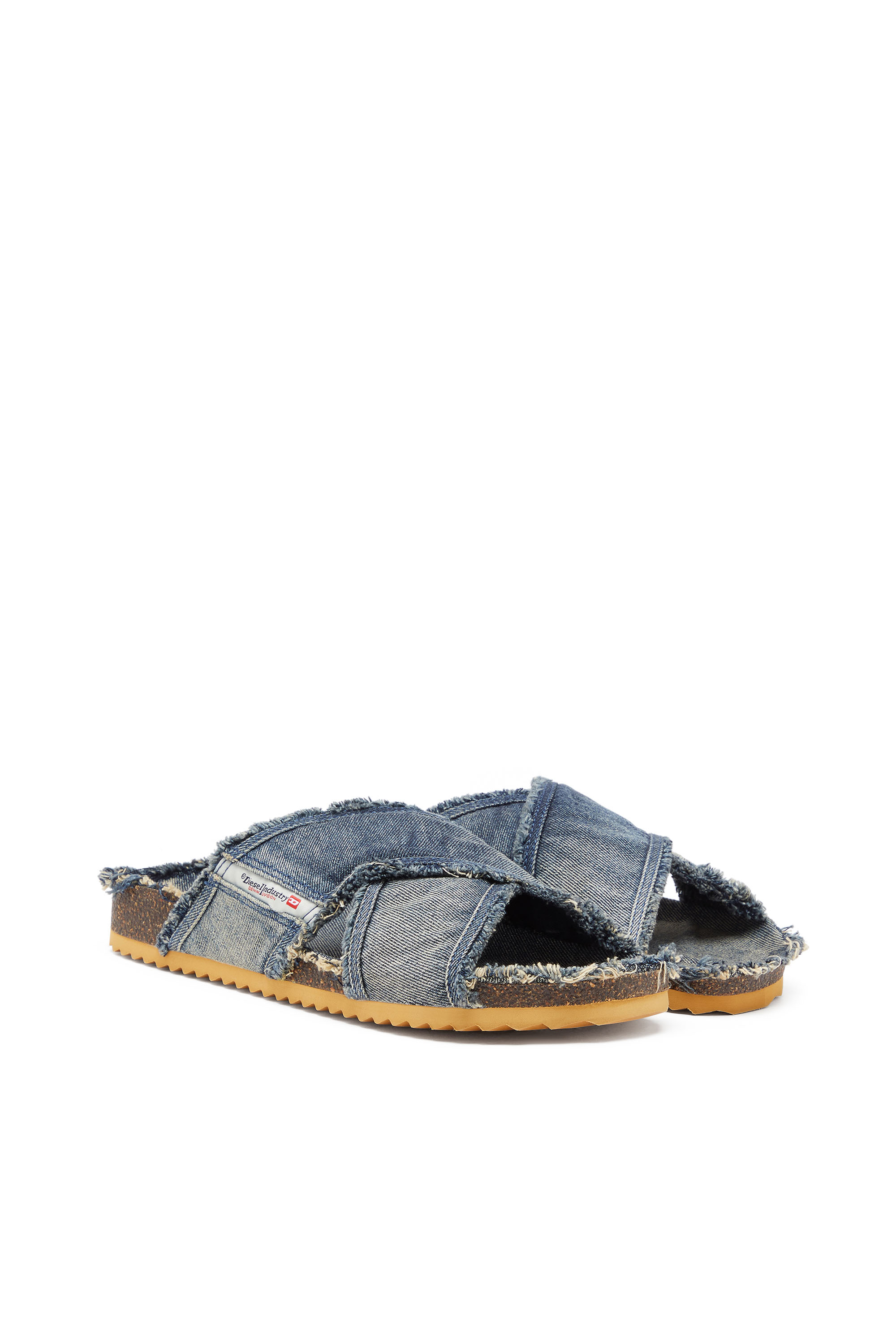 Diesel - D-WOODSTOCK CROSS, D-Woodstock-Crossover mules en denim effiloché Homme in Bleu - 2