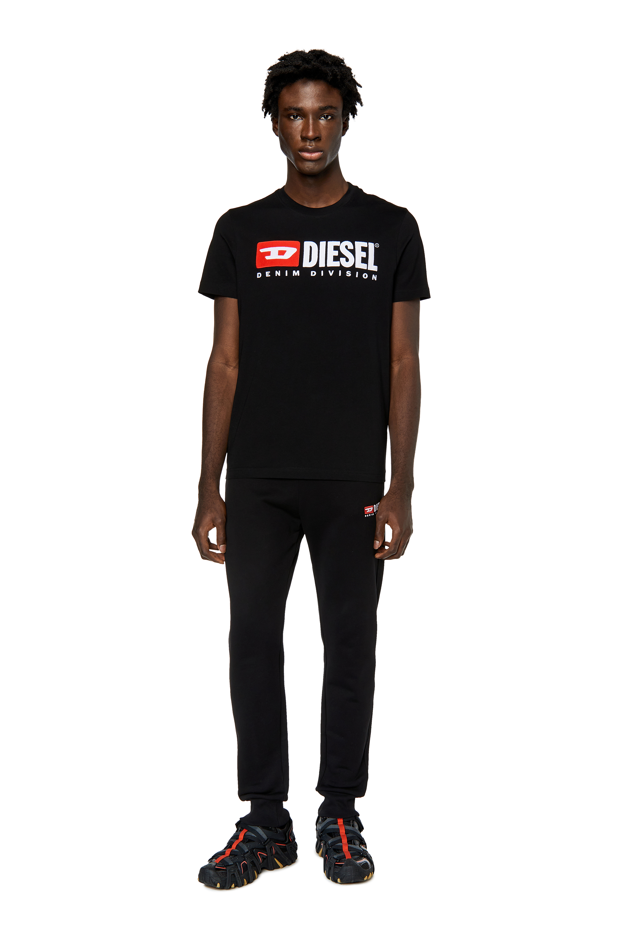 Diesel - T-DIEGOR-DIV, Man T-shirt with embroidered logo in Black - Image 2