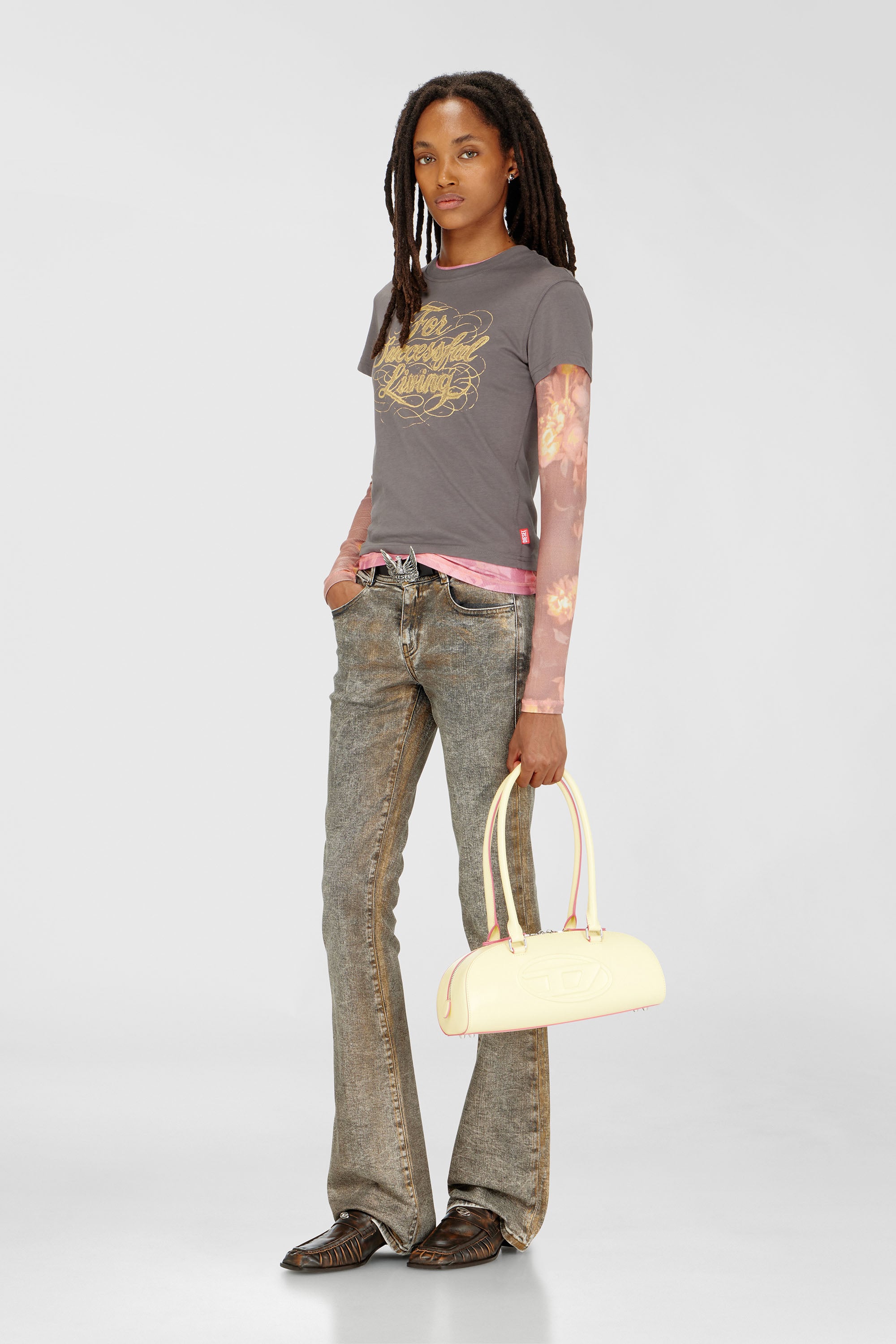 Diesel - T-ILA-AA4, T-shirt avec imprim&eacute; logo Femme in Gris - 2