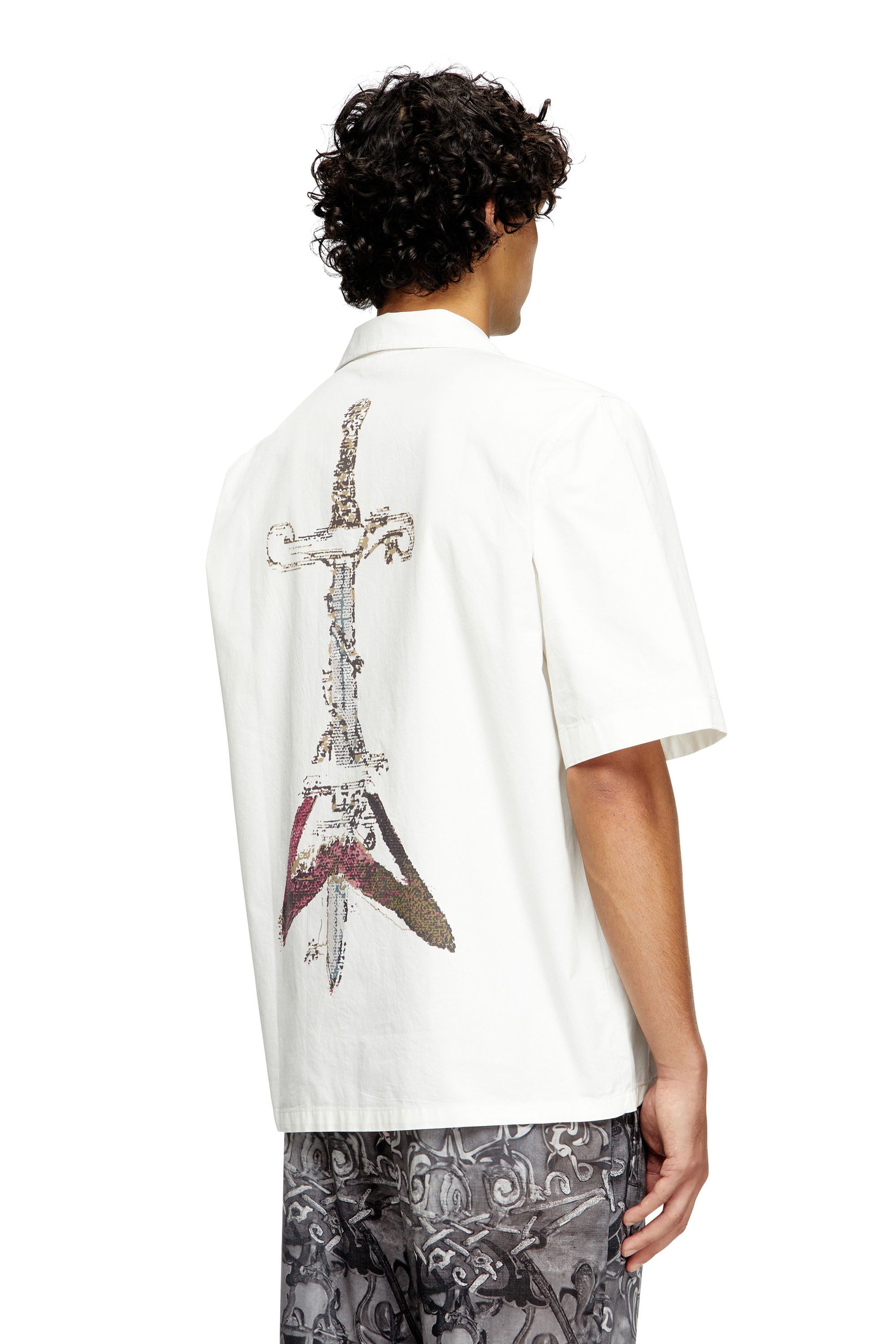 Diesel - S-BRACK-A-HGBS, Chemise avec imprimé épée Homme in Blanc - 4