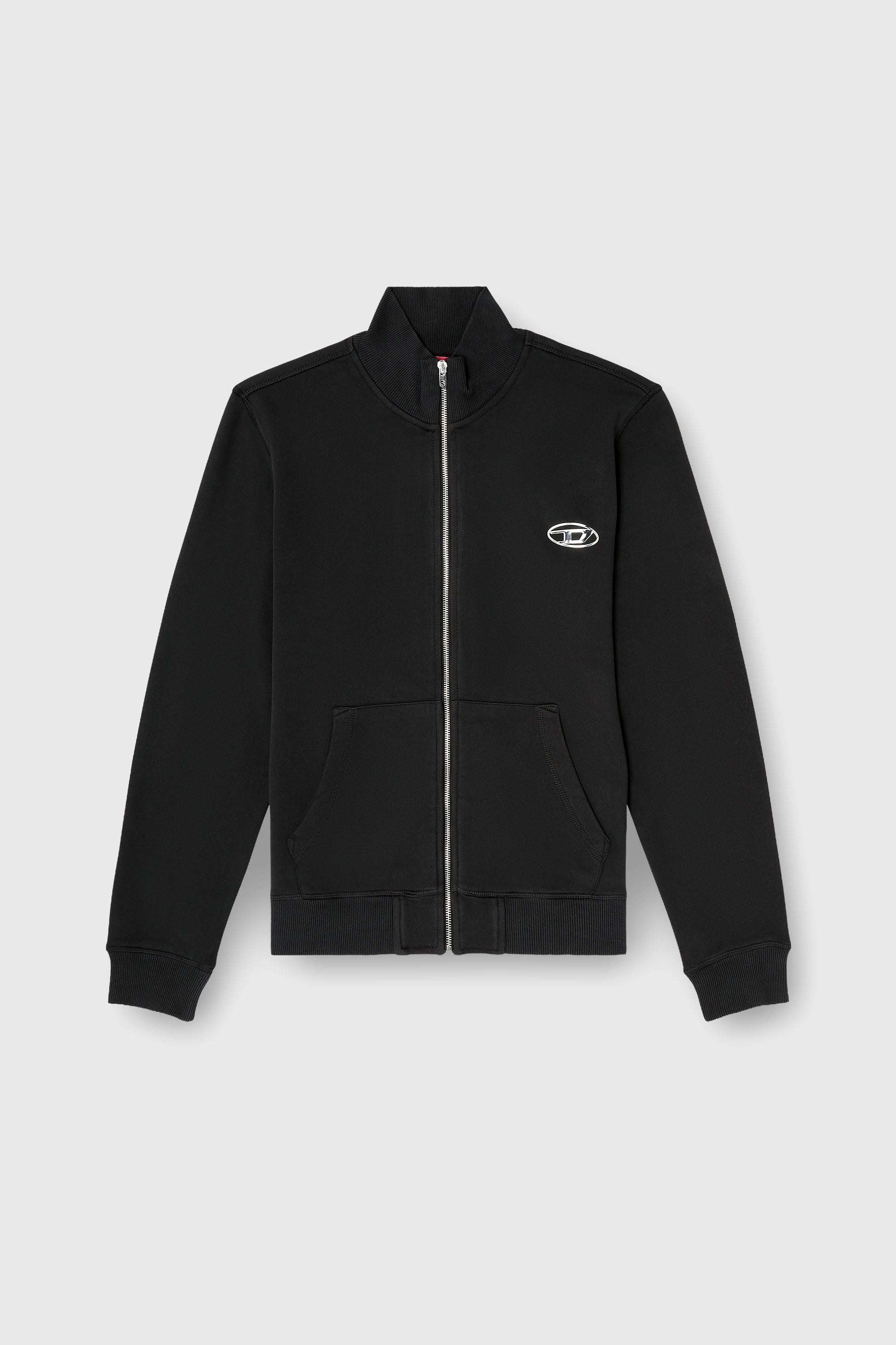 Diesel - S-GINN-ZIP-IOD, Sweatshirt avec col montant et Oval D m&eacute;tallique Homme in Noir - 2