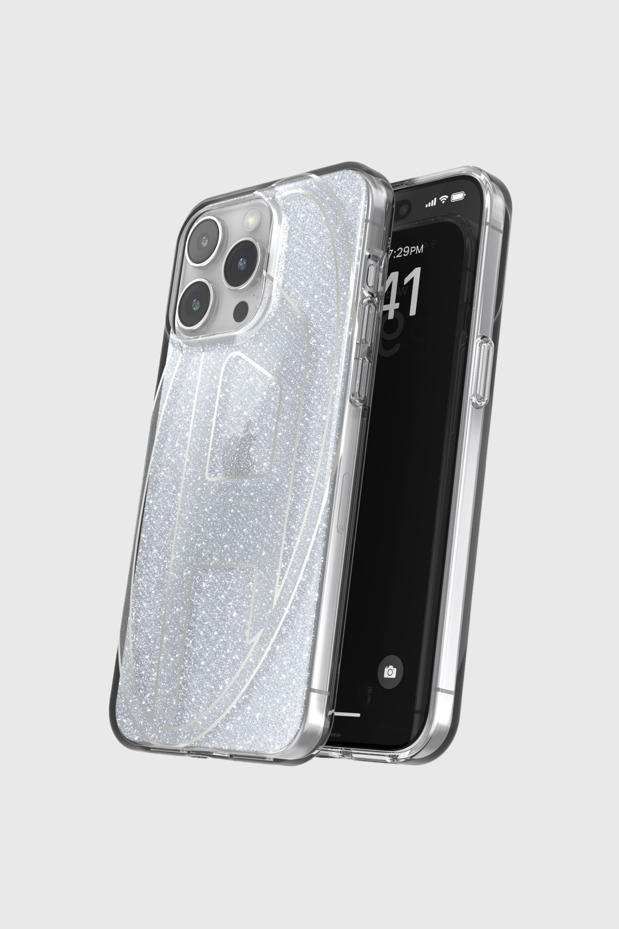 Diesel - 60033 AOP CASE, Coque glitter pur iP 15 Pro Max Mixte in Gris argent&eacute; - 4