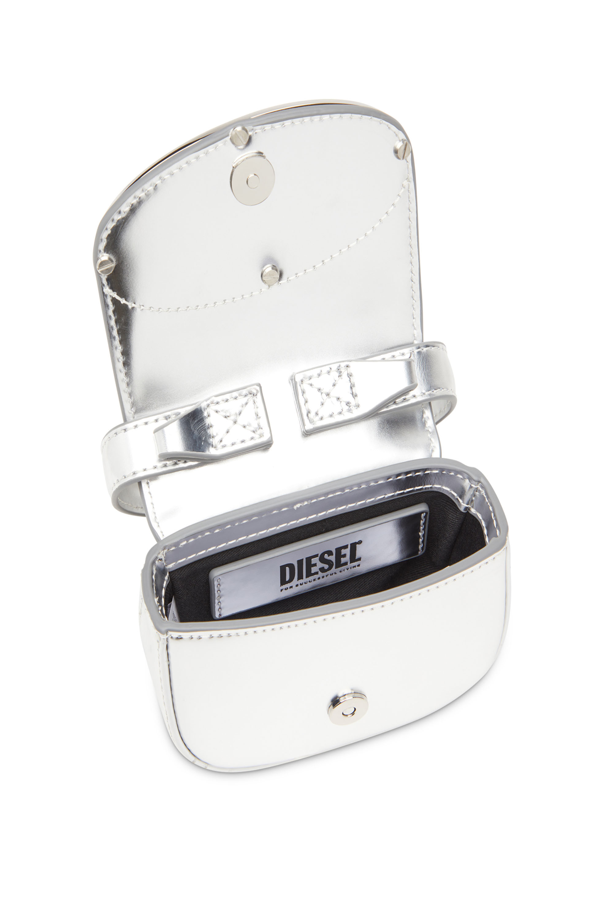 Diesel - 1DR-XS-S, 1DR-XS-S-Mini sac iconique en cuir avec effet miroir Femme in Gris argenté - 3
