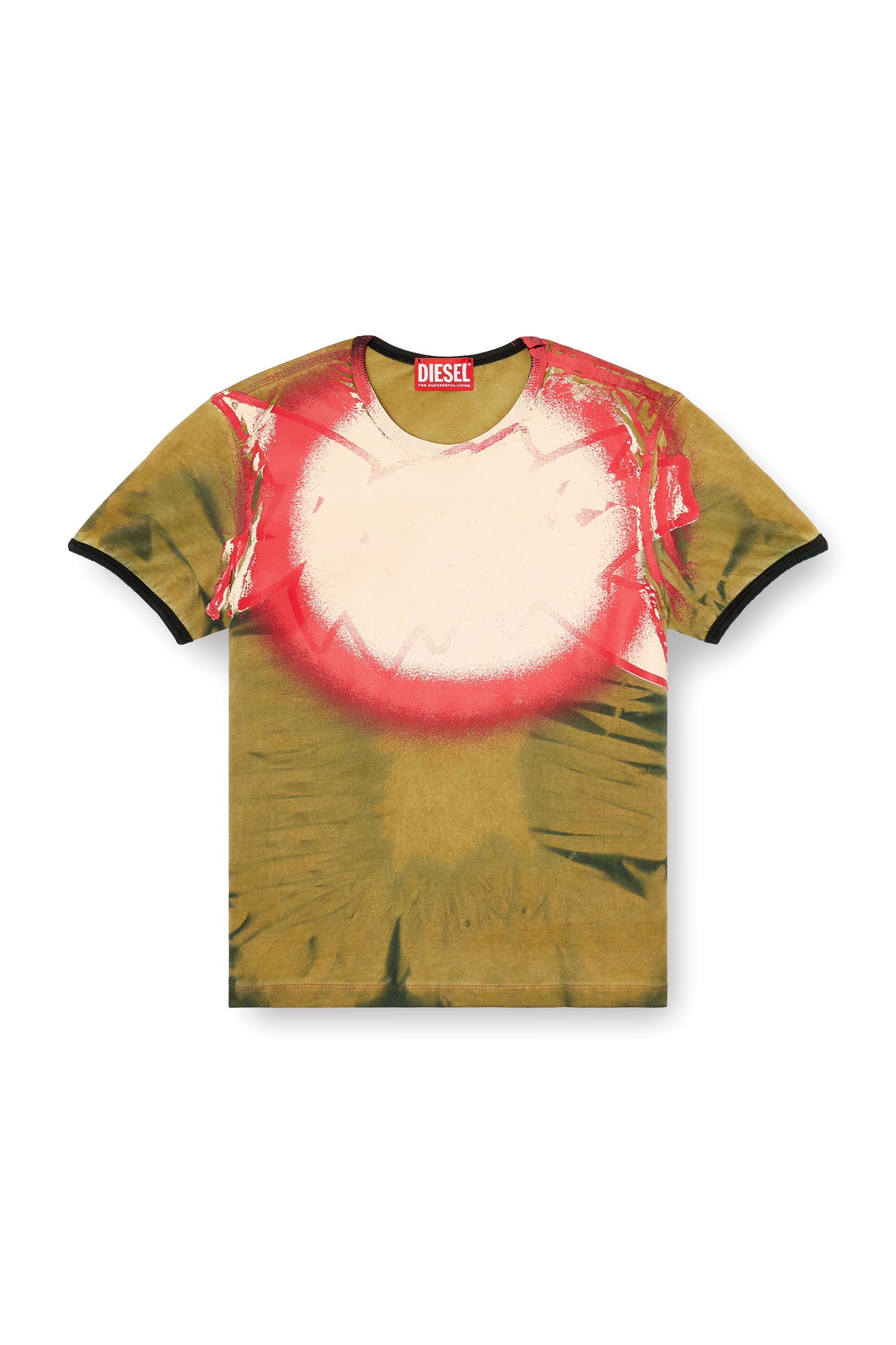 Diesel - T-UNCUTIE-LONG-Q1, Tie-dye T-shirt with spotlight print Femme in Vert - 3