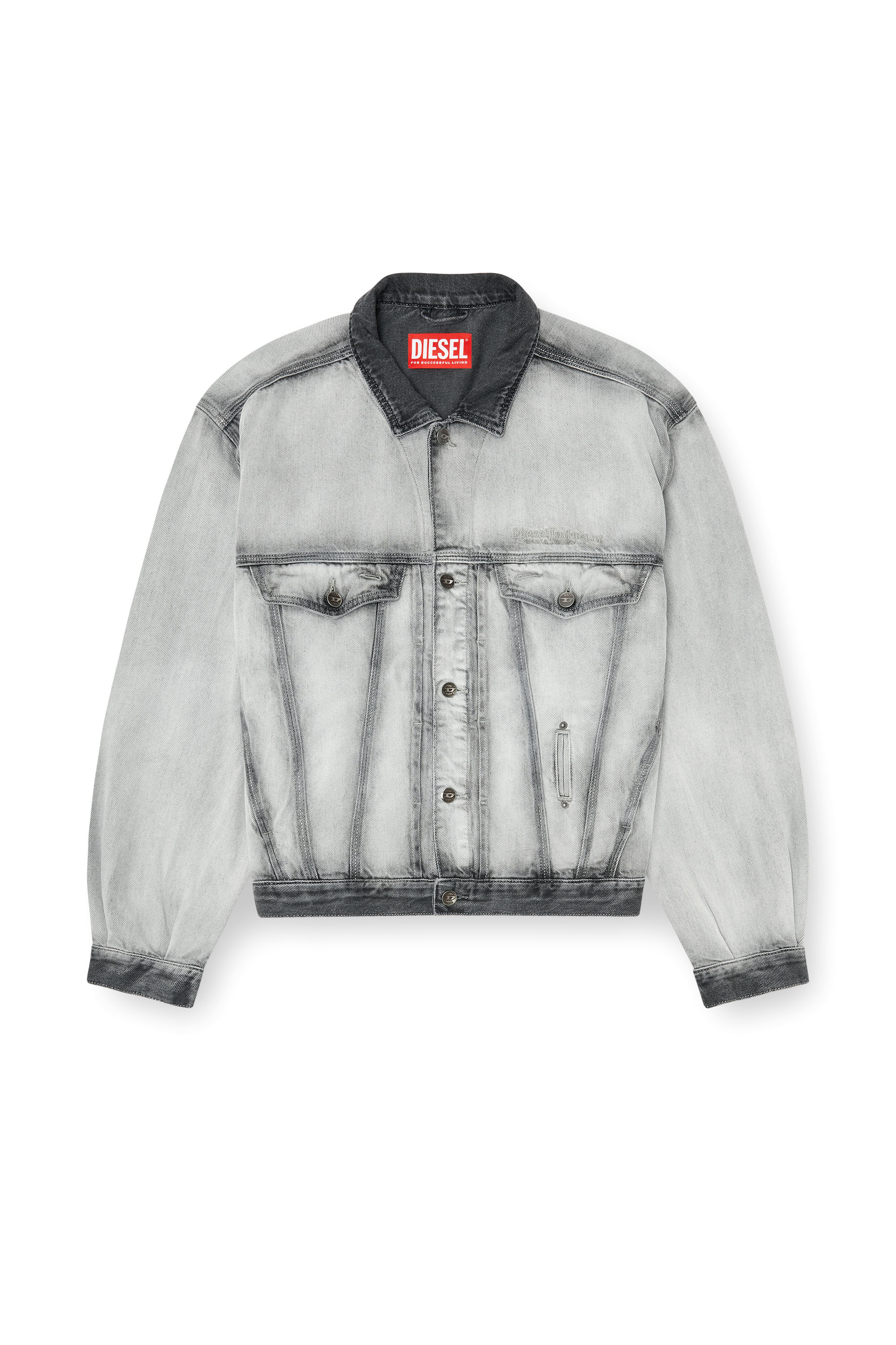 Diesel - D-DENVER-FSI, Veste trucker en denim soft skeleton Mixte in Gris - 2