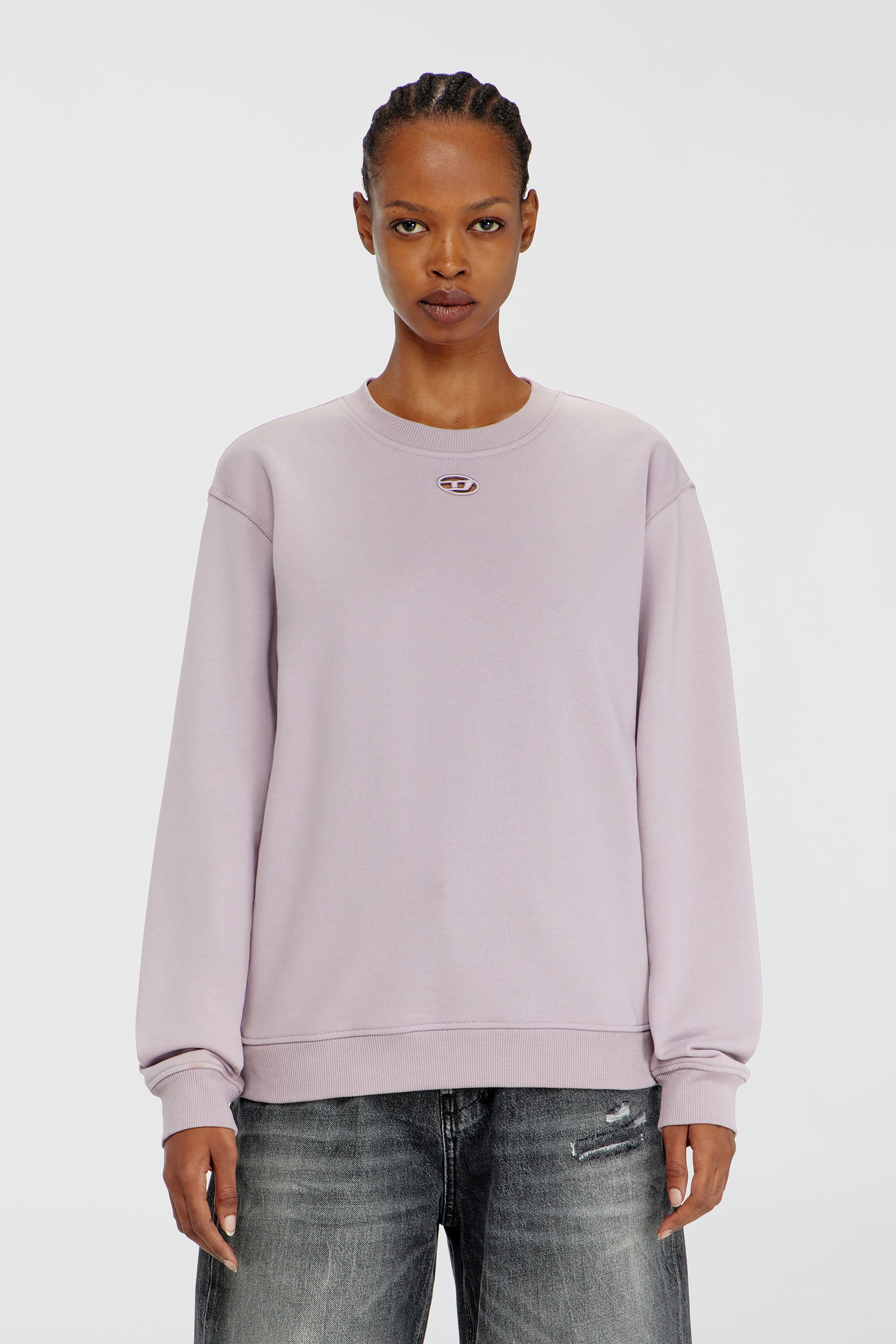 Diesel - F-NORMY-OD, Sweat-shirt en coton avec broderie Oval D Femme in Violet - 1