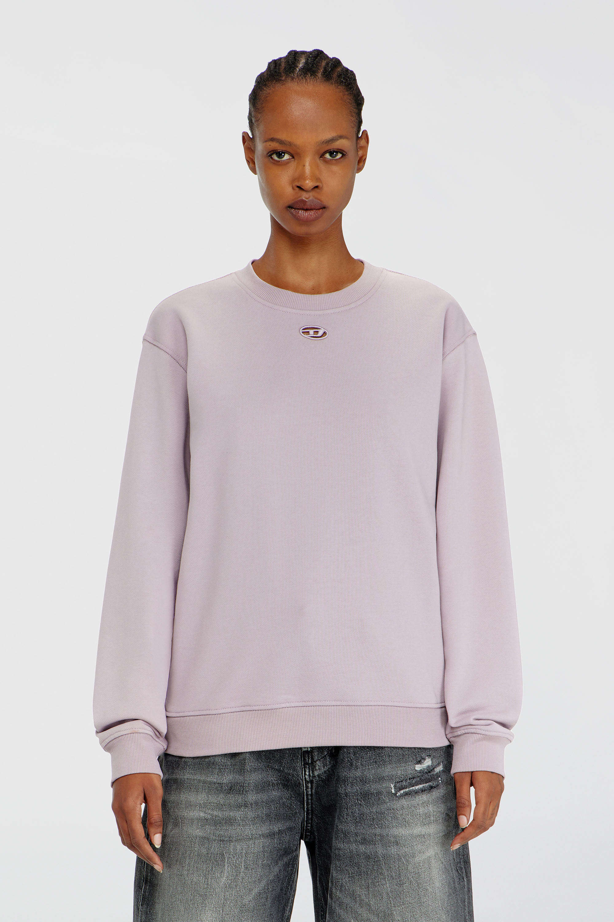 Diesel - F-NORMY-OD, Sweat-shirt en coton avec broderie Oval D Femme in Violet - 3