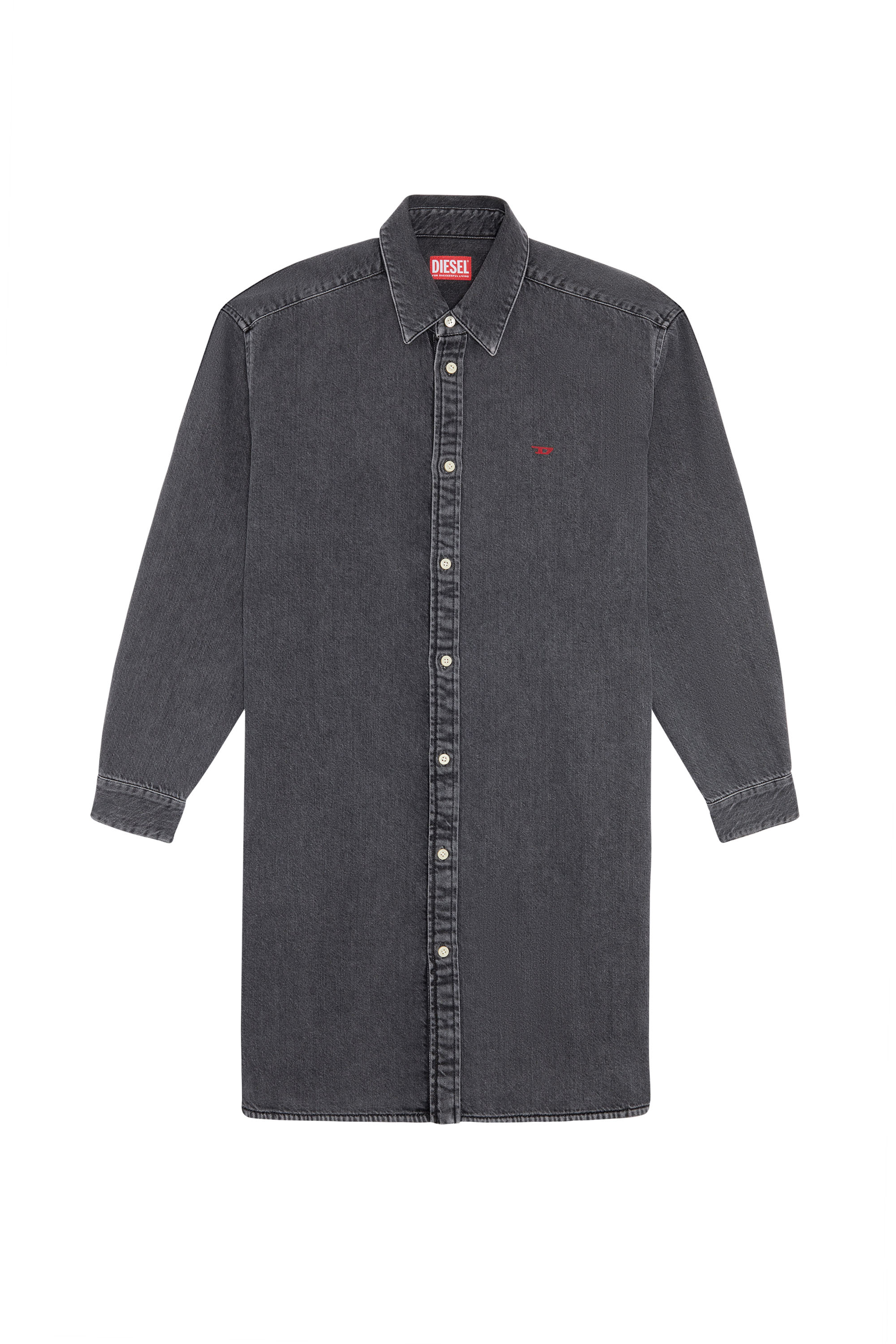 Diesel - DE-BLEX SHIRT DRESS, Noir/Gris foncé - Image 2