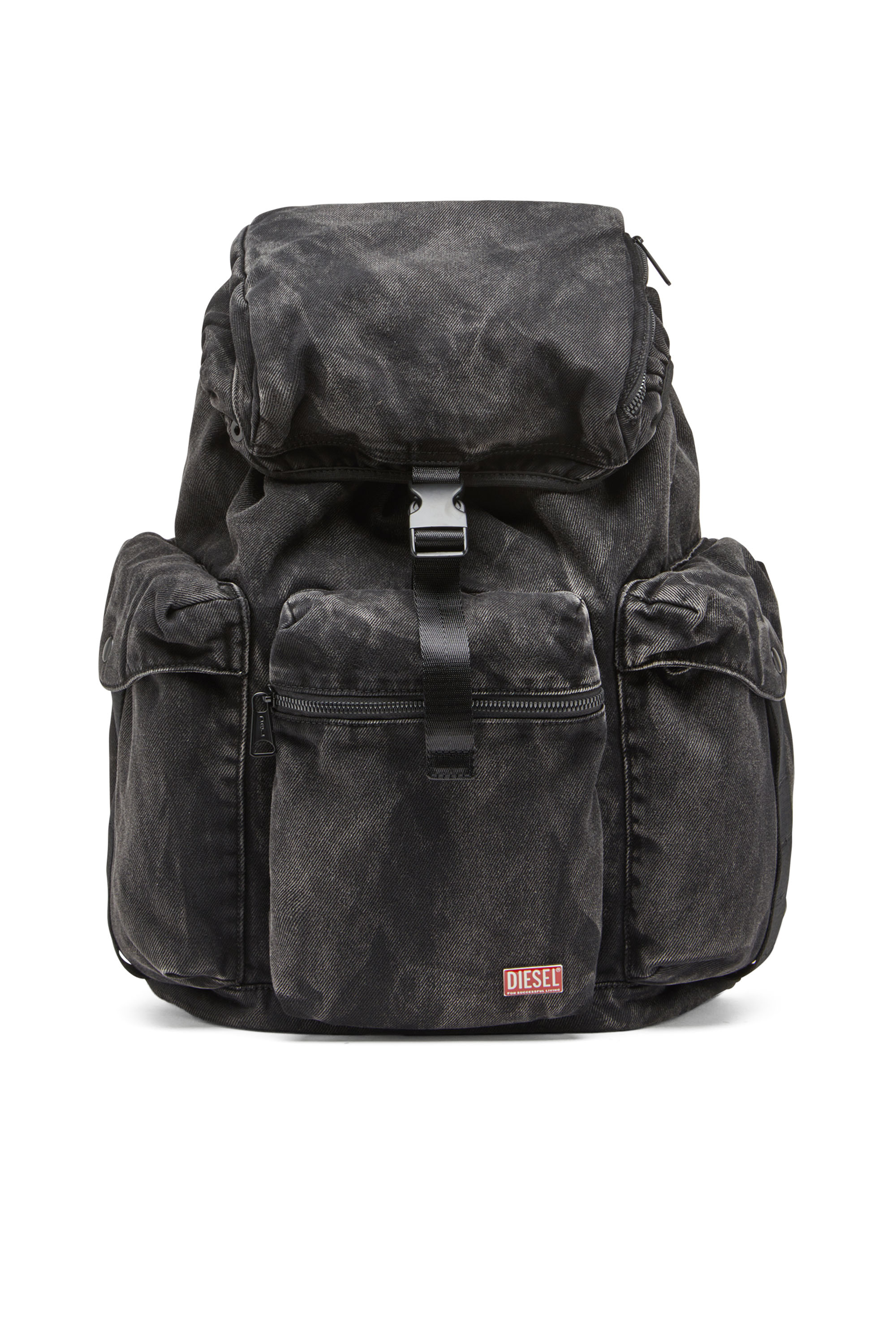 Diesel - UTLT BACKPACK, Utlt Backpack-Sac &agrave; dos Utility en denim effet nuage Homme in Noir - 2