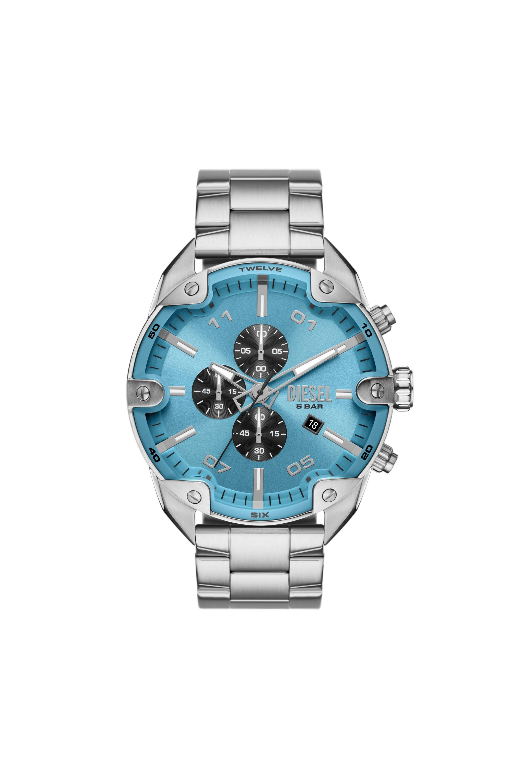 Diesel - DZ4655, Man Spiked chronograph stainless steel watch in Silver - Image 1