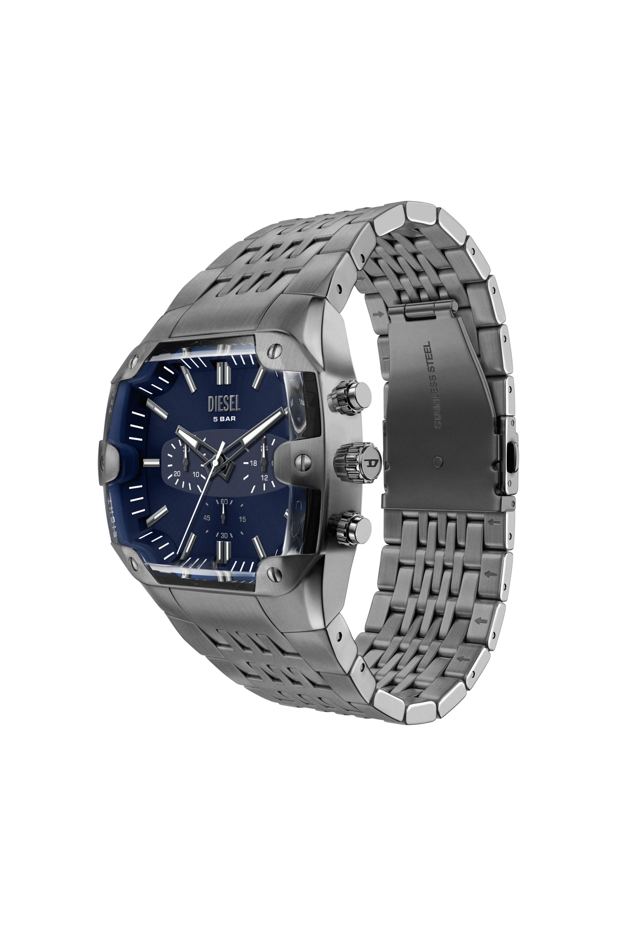 Diesel - DZ4717 WATCH, Montre Spiked Cushion en acier inoxydable finition gunmetal Homme in Gris - 5