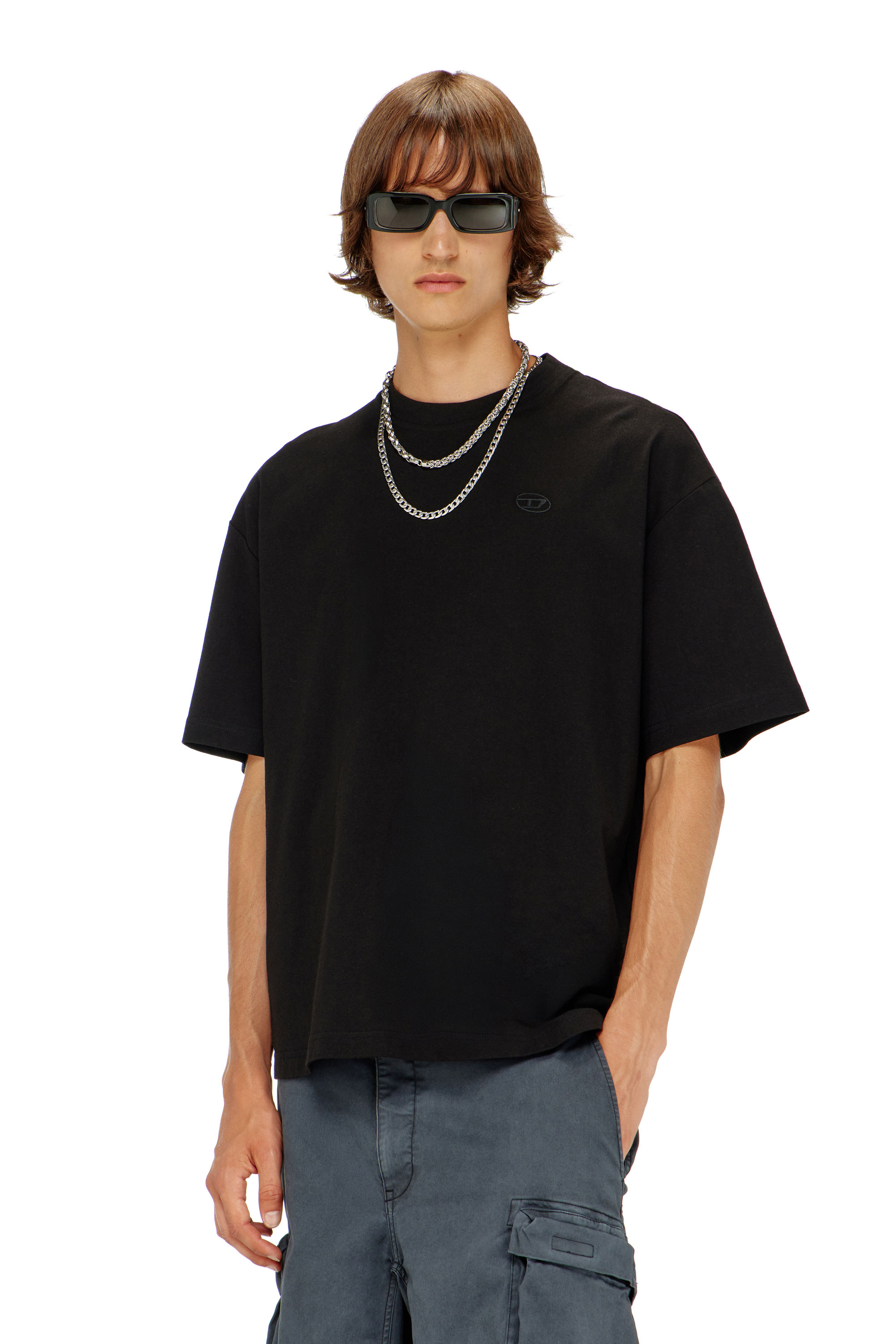 Diesel - T-BOGGY-MEGOVAL-D, T-shirt avec maxi oval D brod&eacute; Homme in Noir - 1