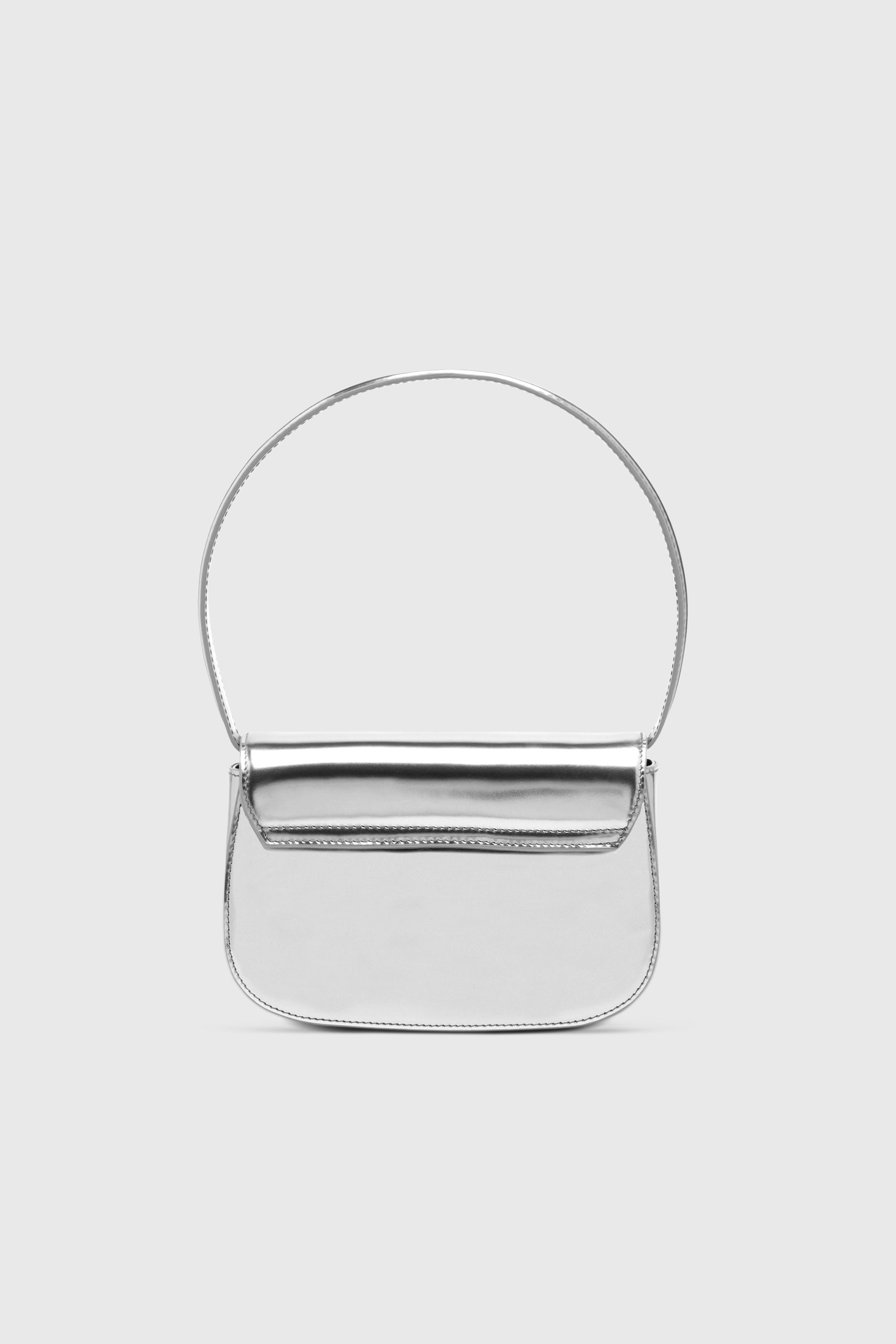 Diesel - 1DR, 1DR-Sac iconique &agrave; bandouli&egrave;re en cuir effet miroir Femme in Gris argent&eacute; - 2