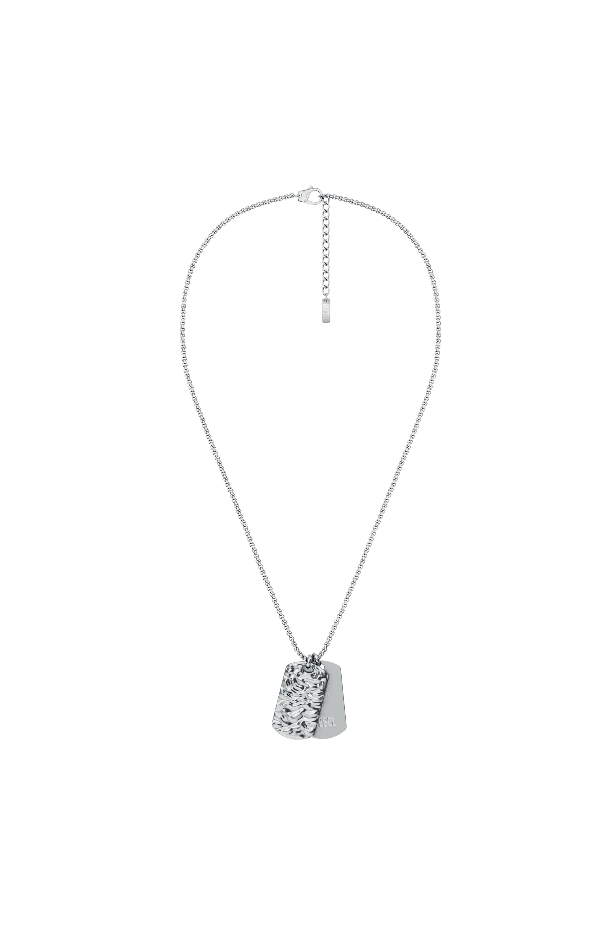 Diesel - DX1735040, Collier plaque militaire (dog tag) en acier inoxydable Mixte in Gris argent&eacute; - 1