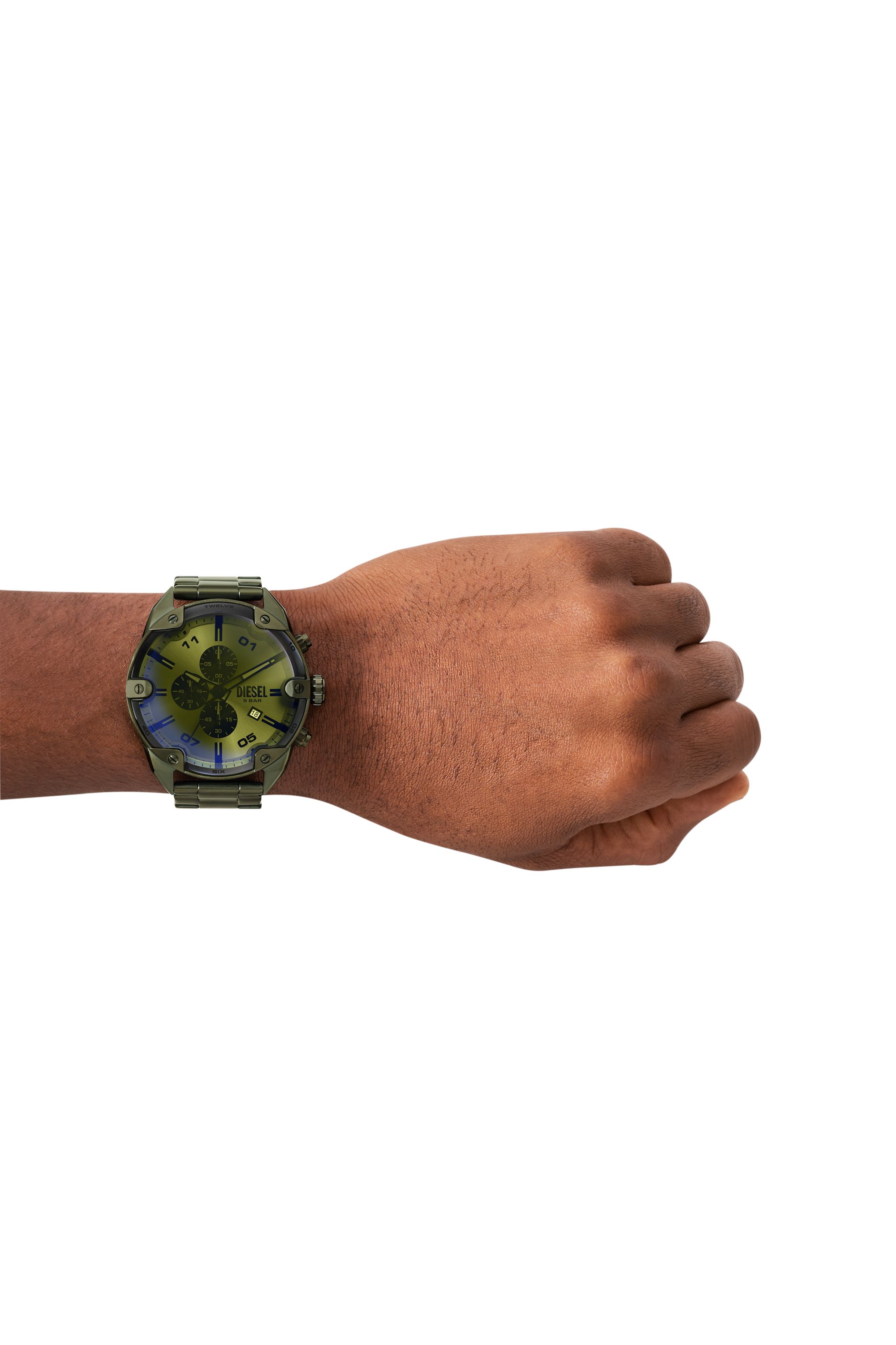 Diesel - DZ4670 WATCH, Montre Spiked en acier inoxydable vert Homme in Vert - 4