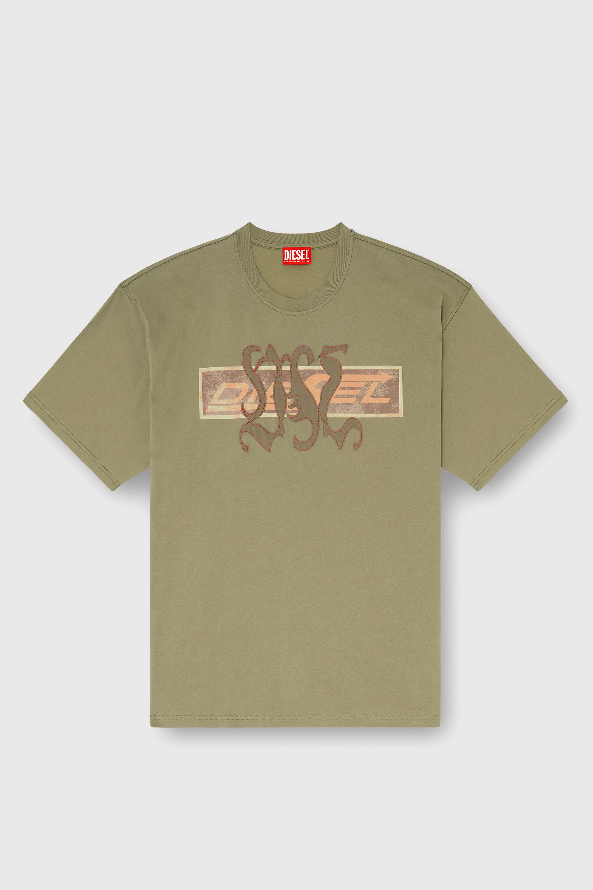 Diesel - T-BOXT-AA17, T-shirt avec imprim&eacute; graphique et patchs Homme in Vert - 2