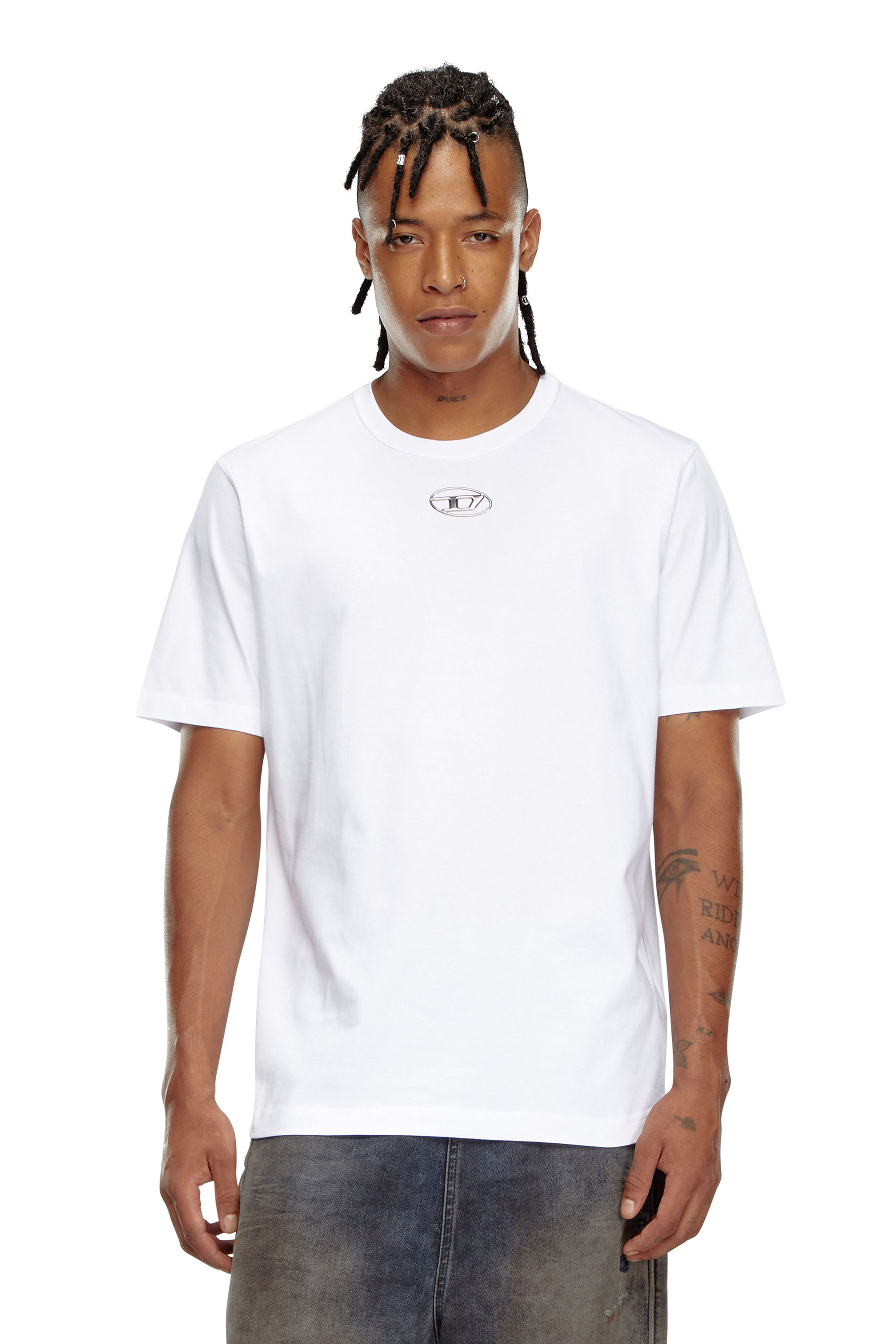 Diesel - T-JUST-OD, T-shirt avec logo moulé par injection Homme in Blanc - 1