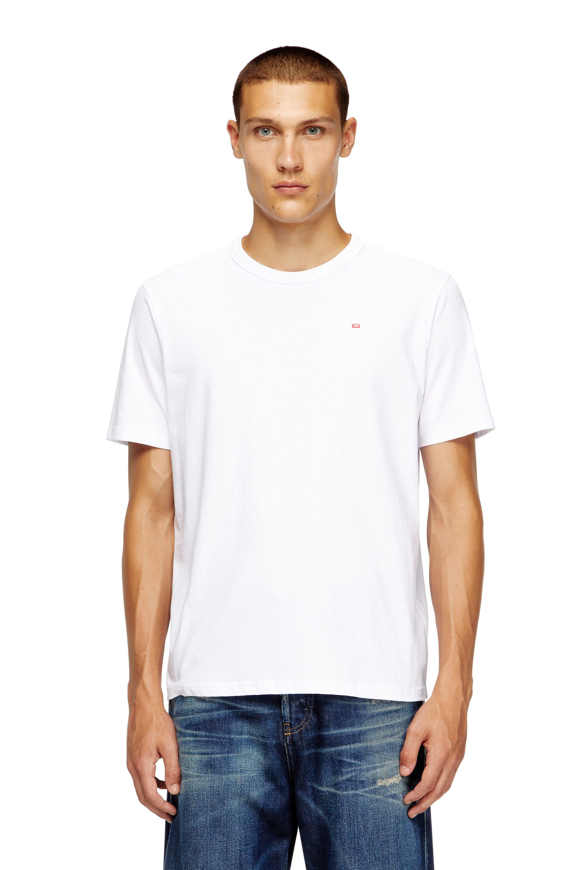 Diesel - T-ADJUST-MICRODIV, T-shirt avec logo micro-brodé Mixte in Blanc - 1