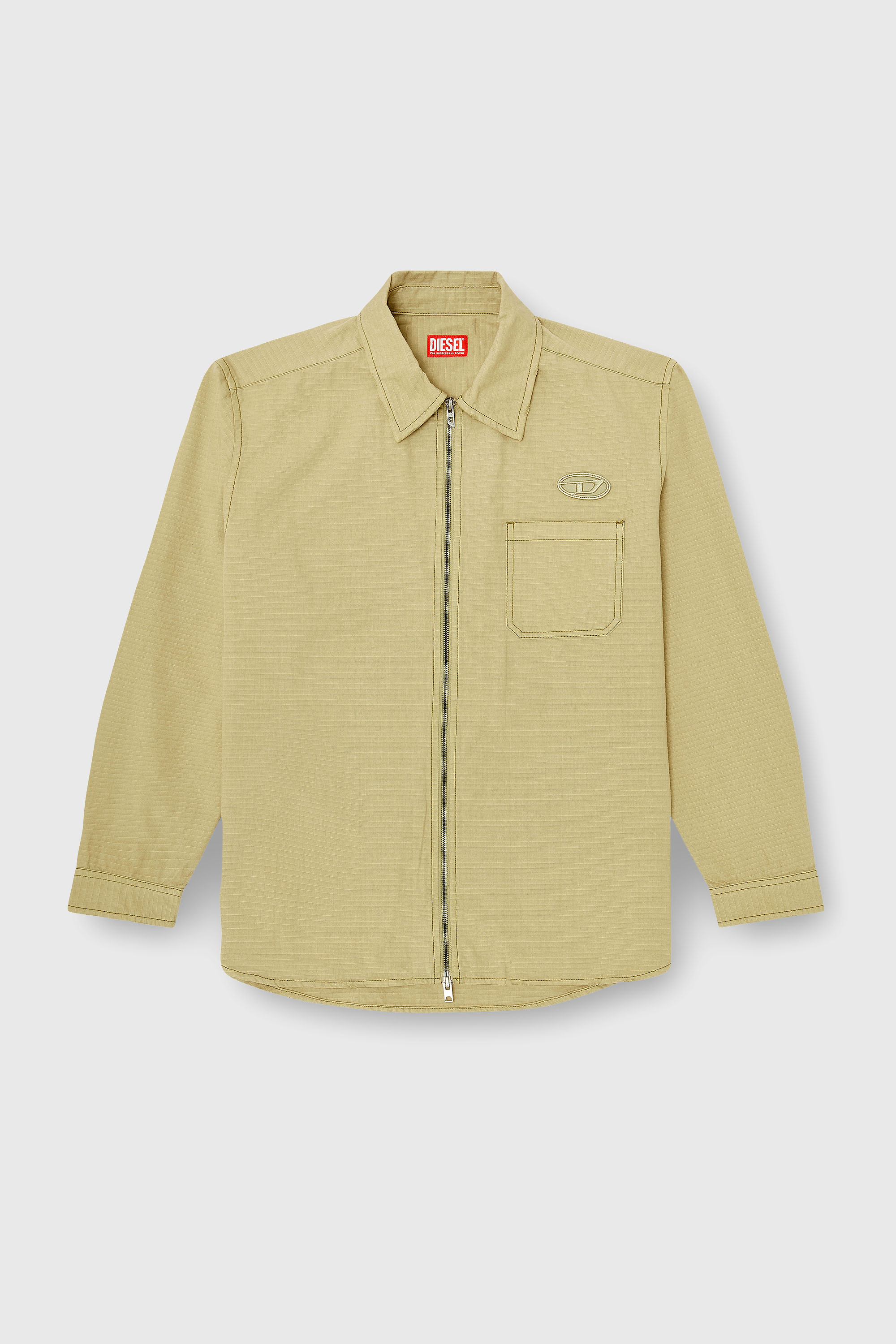 Diesel - S-ALIAS-ZIP, Chemise en ripstop avec fermeture zipp&eacute;e Homme in Beige - 2