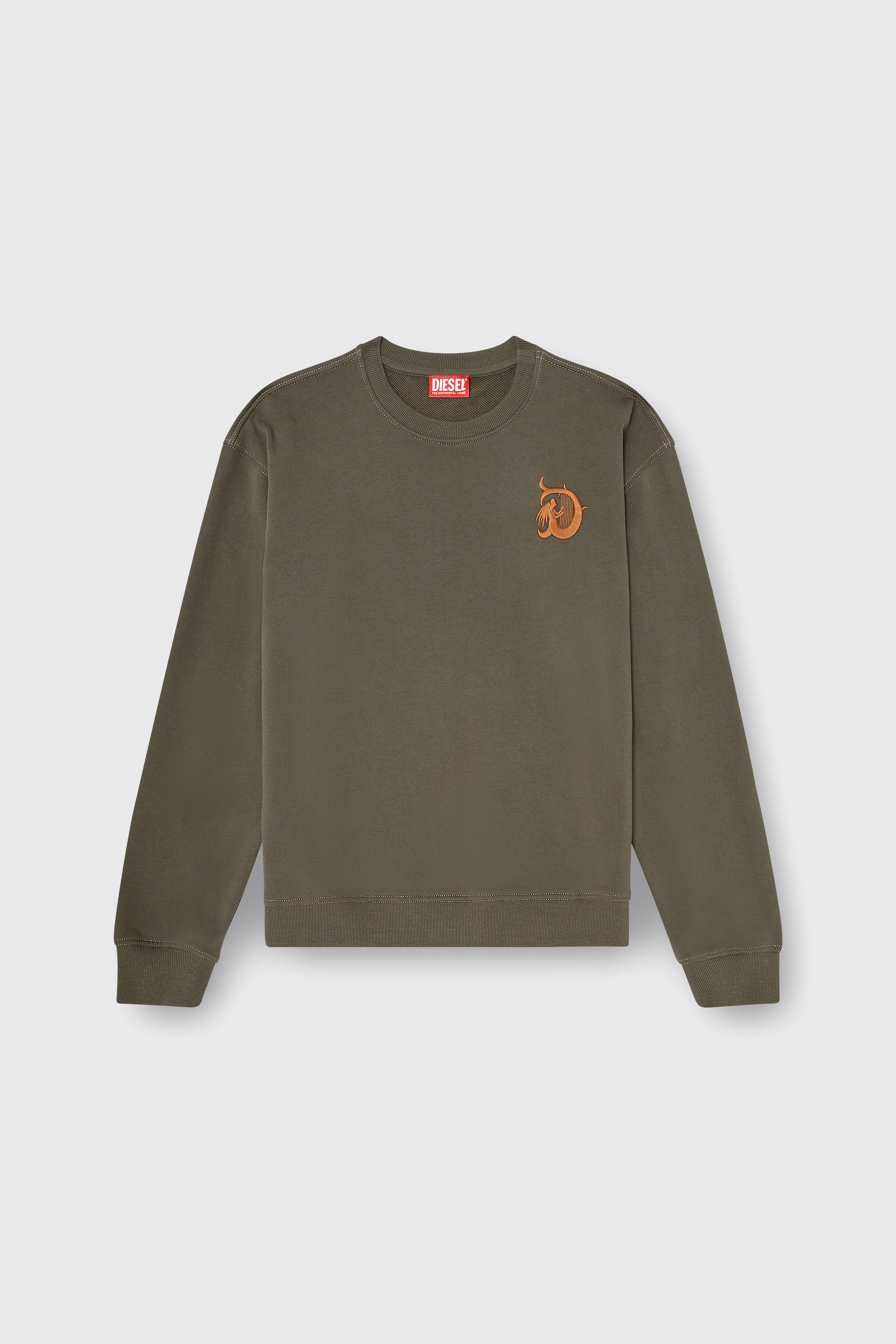 Diesel - S-NORM-AA4, Sweat-shirt avec broderie et imprim&eacute; flock Homme in Vert - 2
