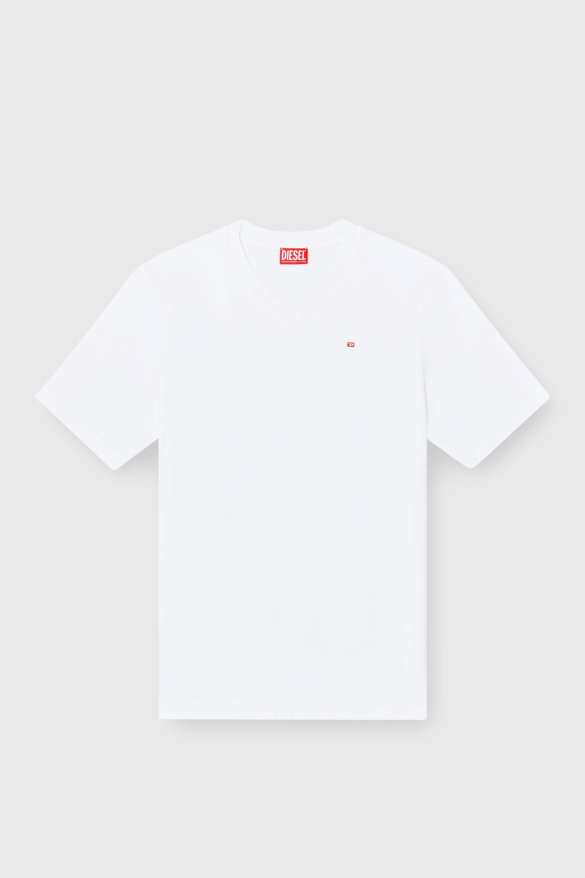 Diesel - T-ADJUST-V-MICRODIV, T-shirt &agrave; col en V avec micro logo brod&eacute; Homme in Blanc - 2
