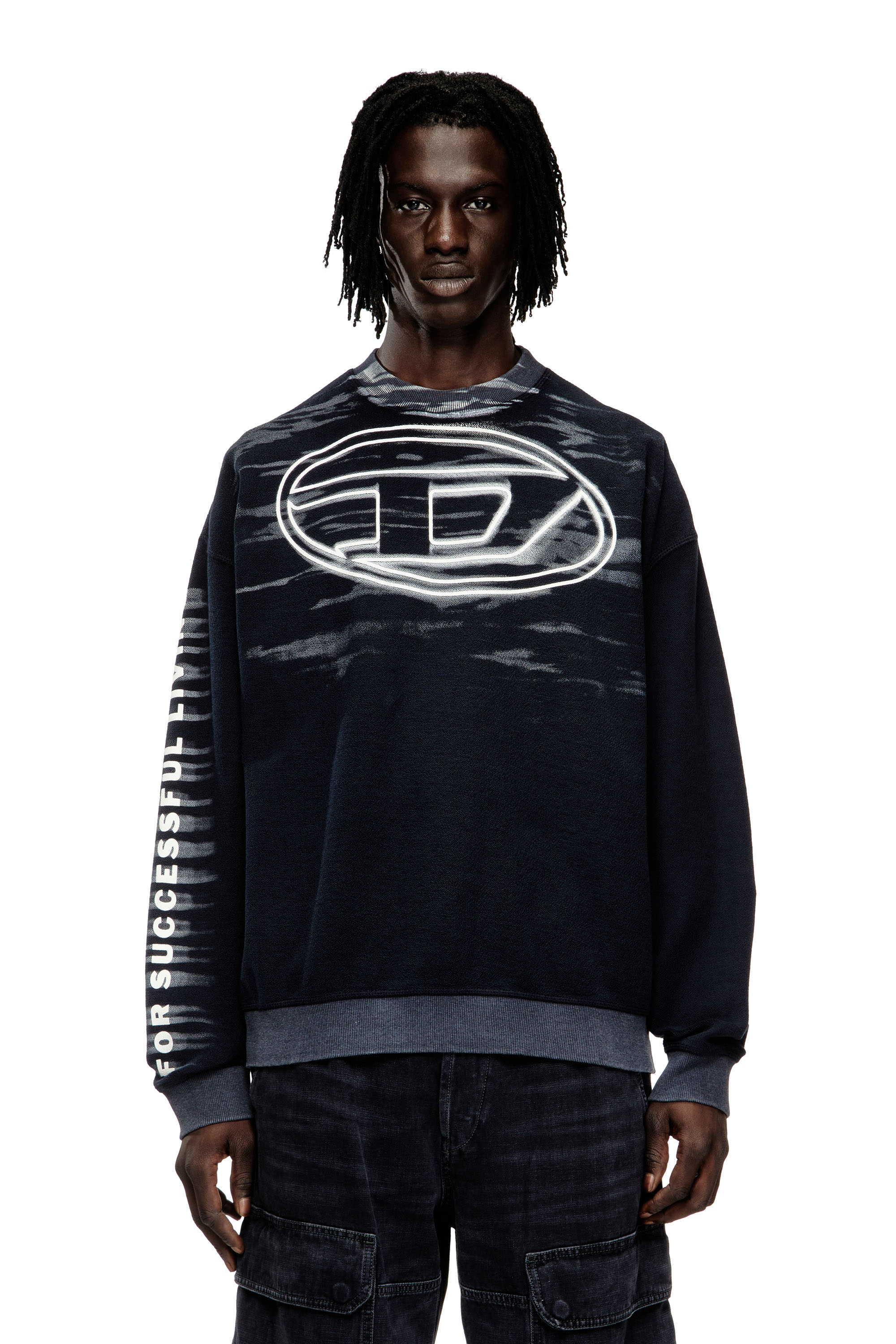 Diesel - S-BOXT-T1, Sweat en coton avec imprimé Oval D Homme in Bleu - 1