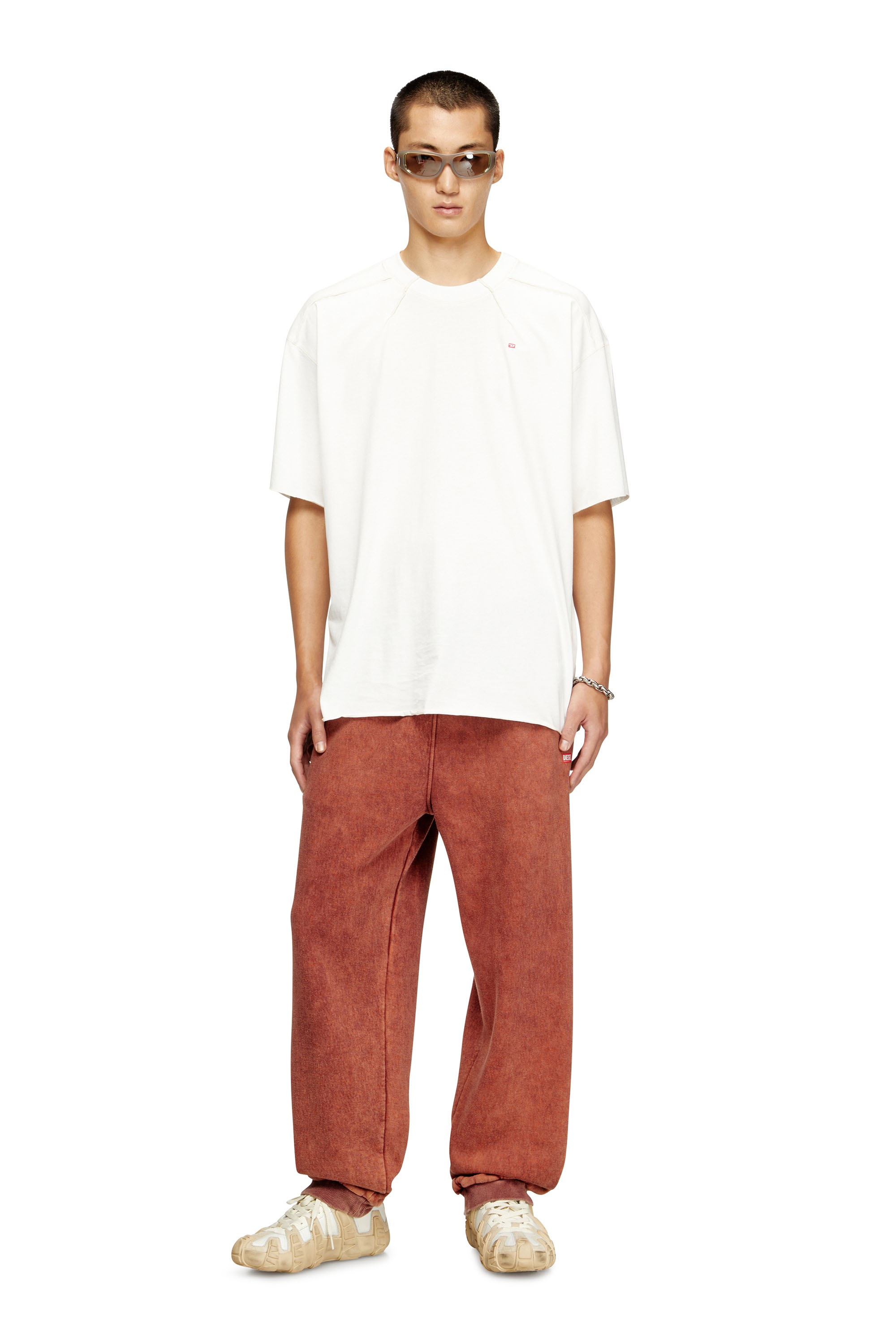 Diesel - T-CRAHOR-BOXT-T1, T-shirt en coton avec micro broderie Homme in Blanc - 2