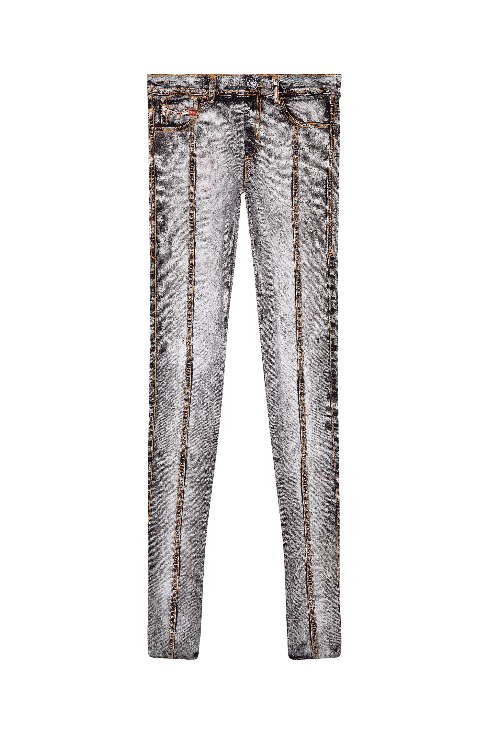 Diesel - P-KOLL-N1, Woman's Stretch nylon tights with denim print in Violet/Blue - 2